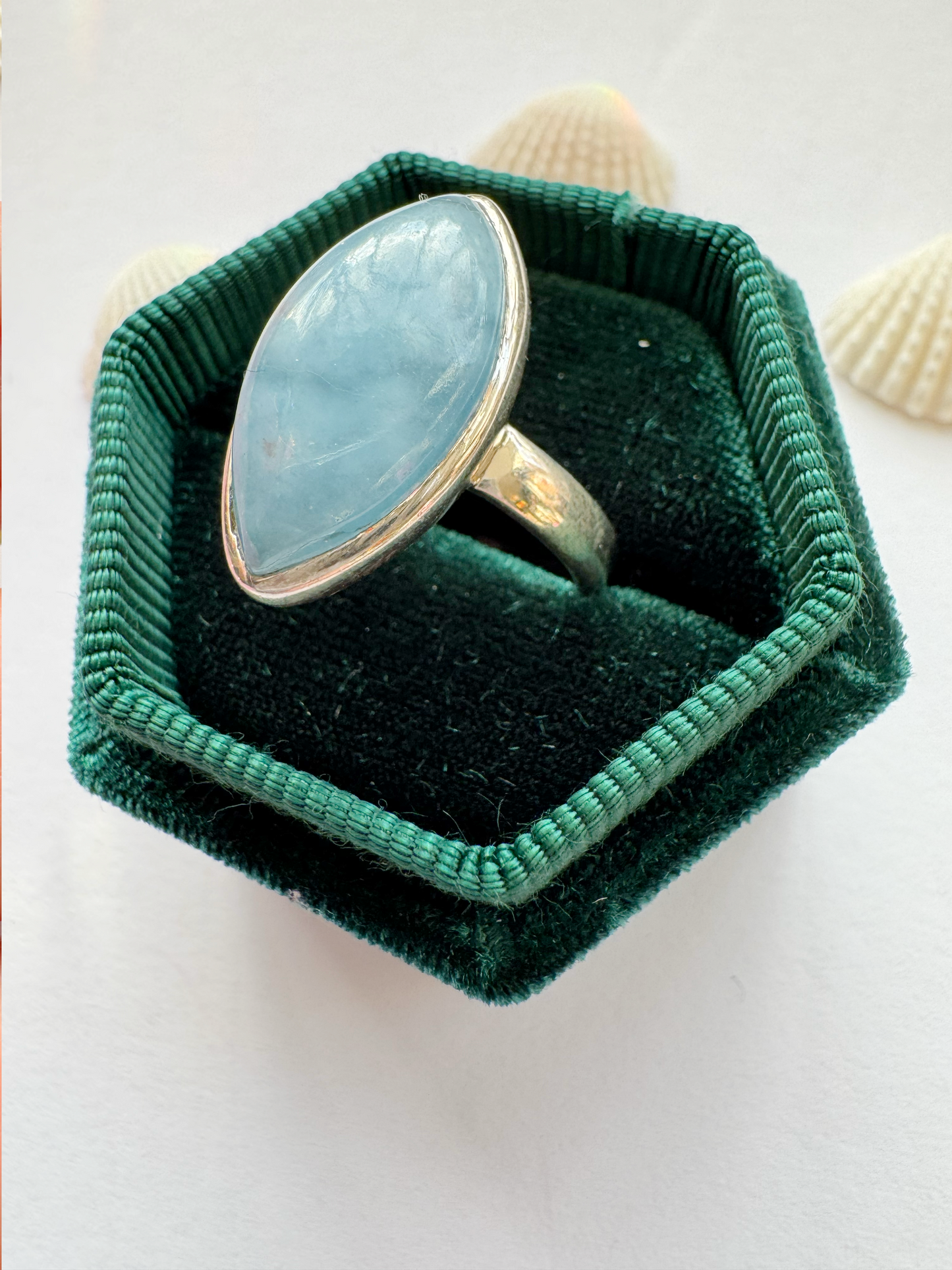 Aquamarine Sterling Silver Adjustable Ring - Moon Room Shop and Wellness