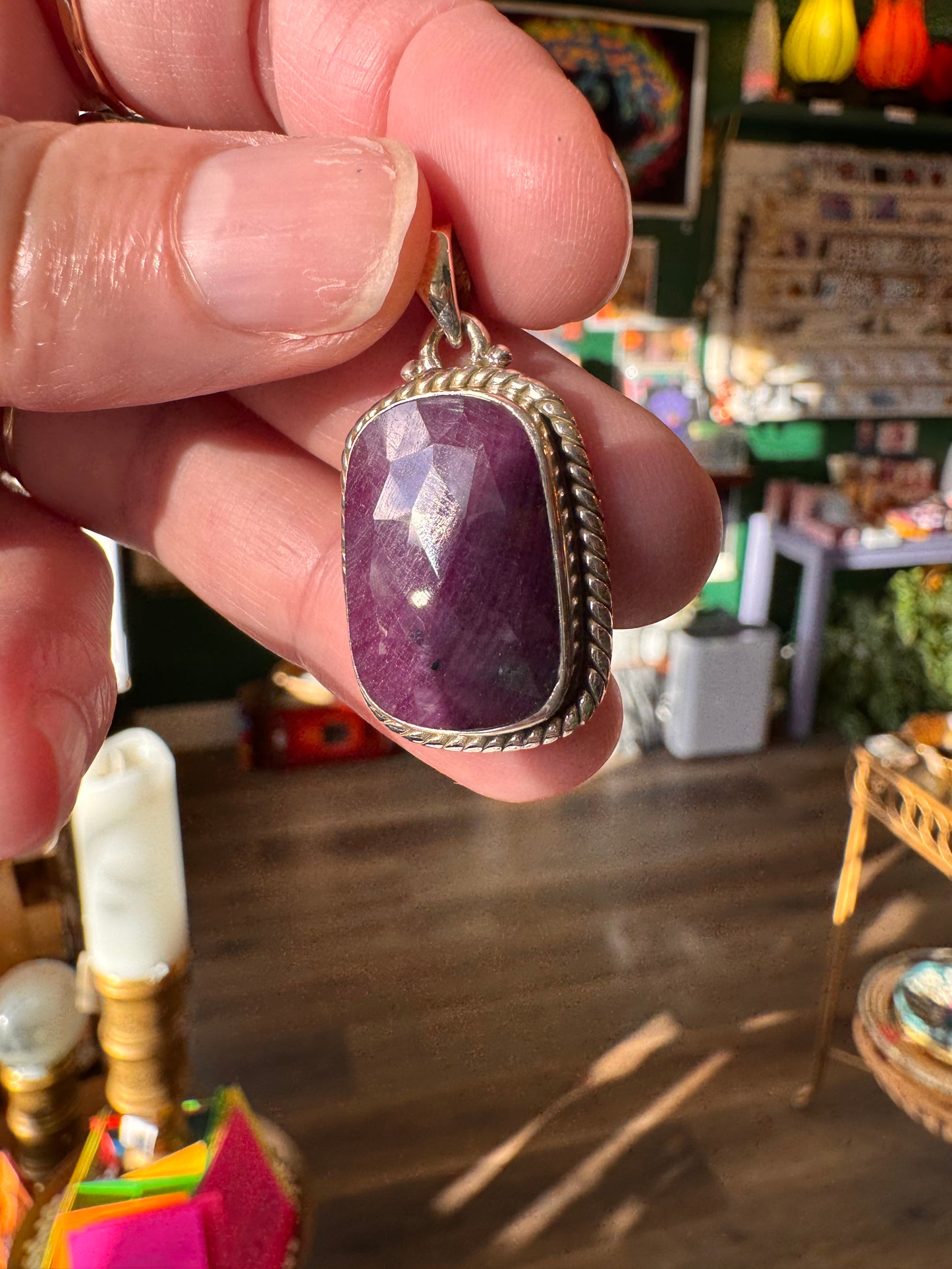 Ruby Sterling Silver Pendant - Moon Room Shop and Wellness