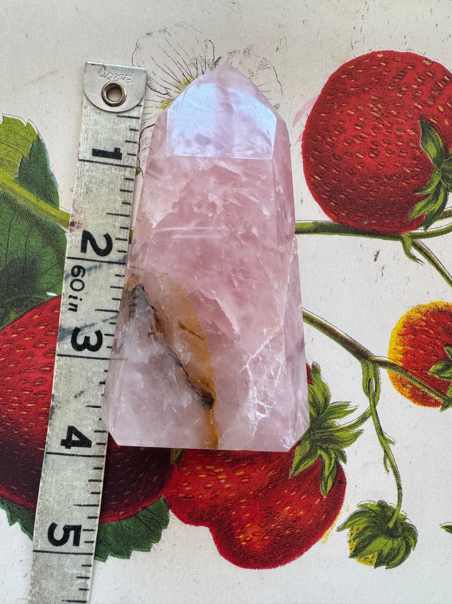 Rose Quartz w/ Golden Healer Tower 174 g - Moon Room Shop and Wellness