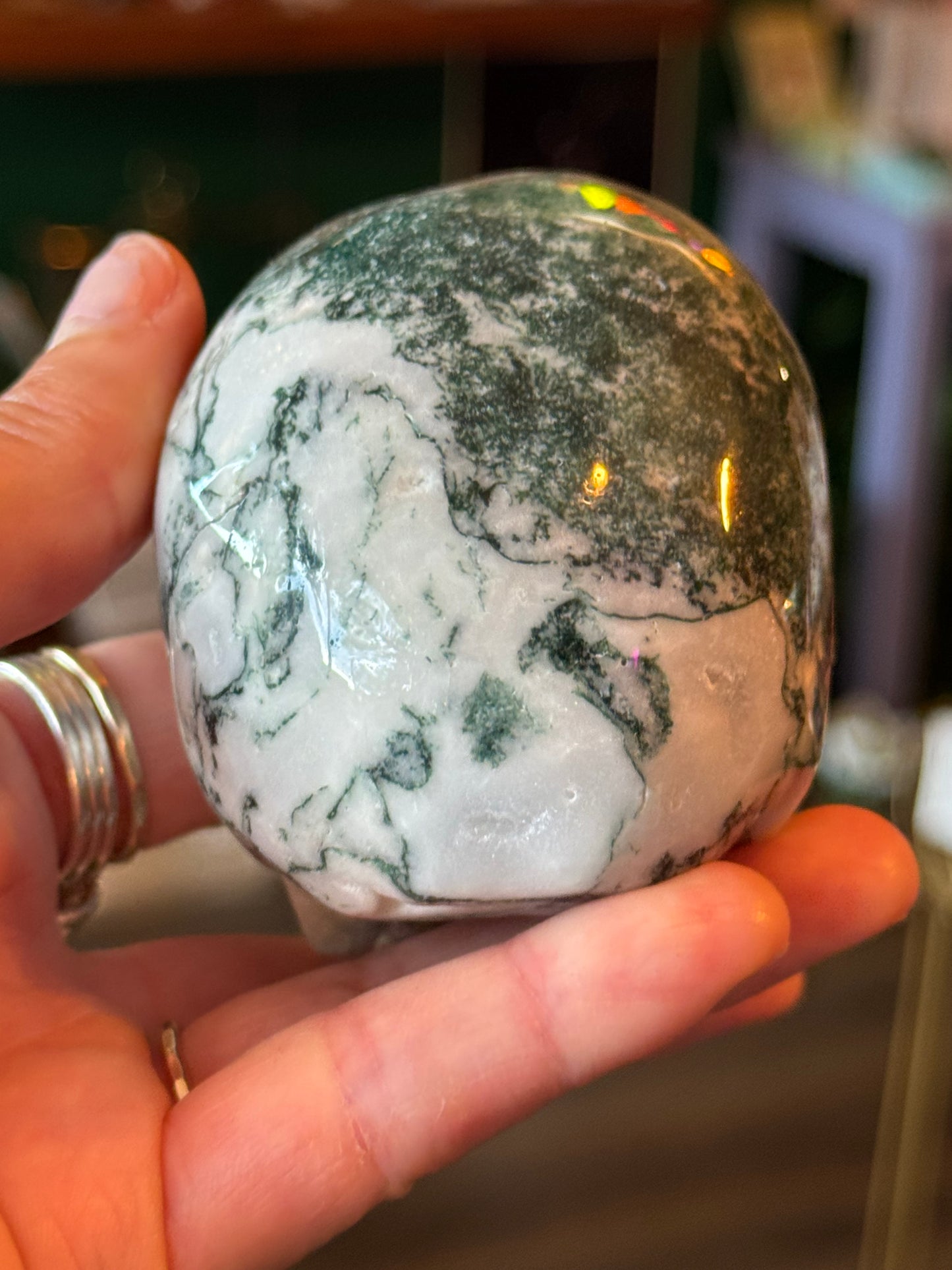 Moss Agate Skull- 394 g - China - Moon Room Shop and Wellness