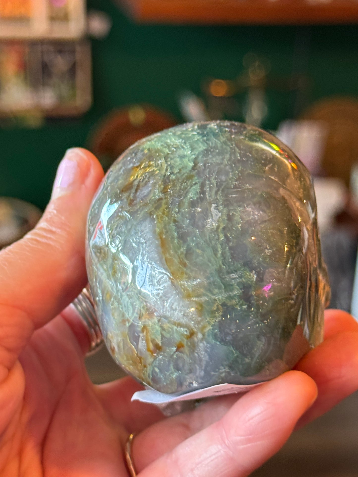 Moss Agate Skull- 358 g - China - Moon Room Shop and Wellness