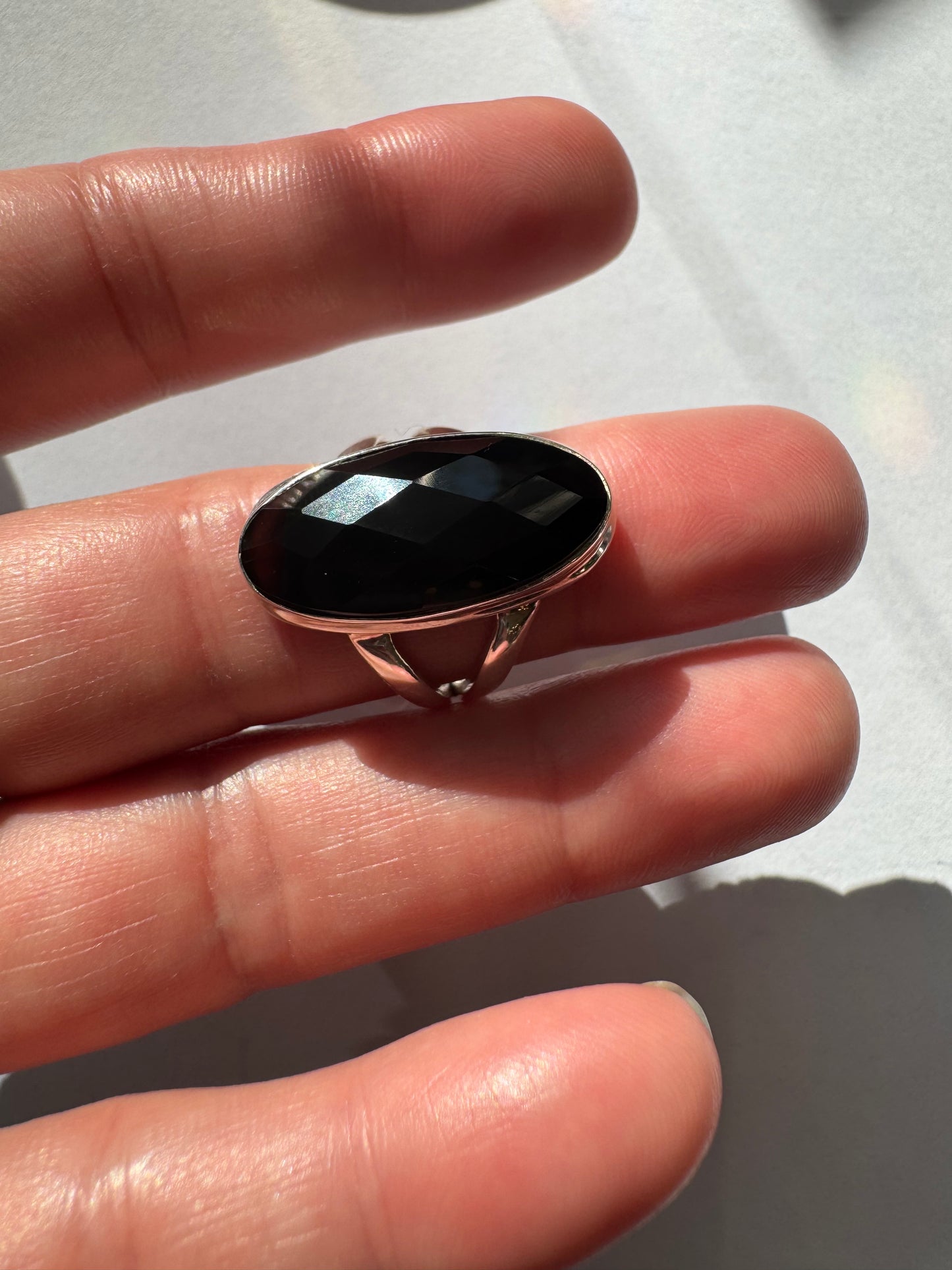Black Obsidian Sterling Silver Ring Size 7 - Moon Room Shop and Wellness