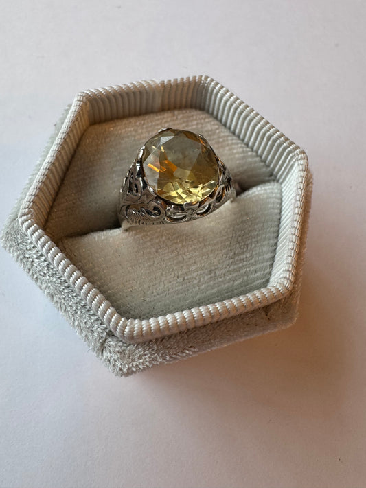 Citrine Faceted Sterling Silver Ring Size 5.5 - Moon Room Shop and Wellness