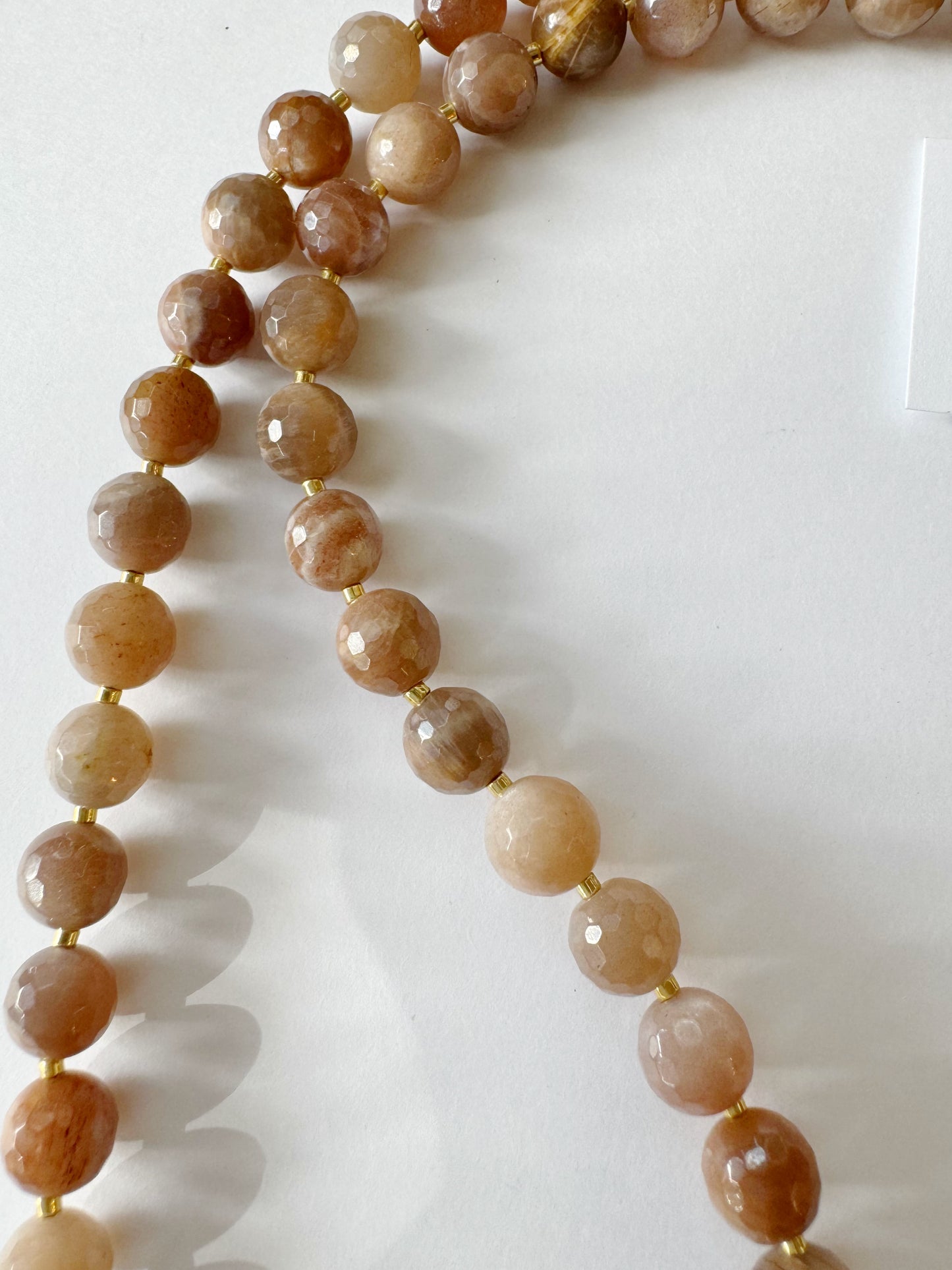 Handmade Peach Moonstone + Lapis Gemstone Necklace - Moon Room Shop and Wellness
