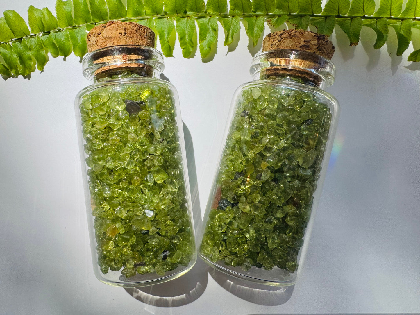 Peridot Gem Chip 25 ml Glass Jar - Moon Room Shop and Wellness
