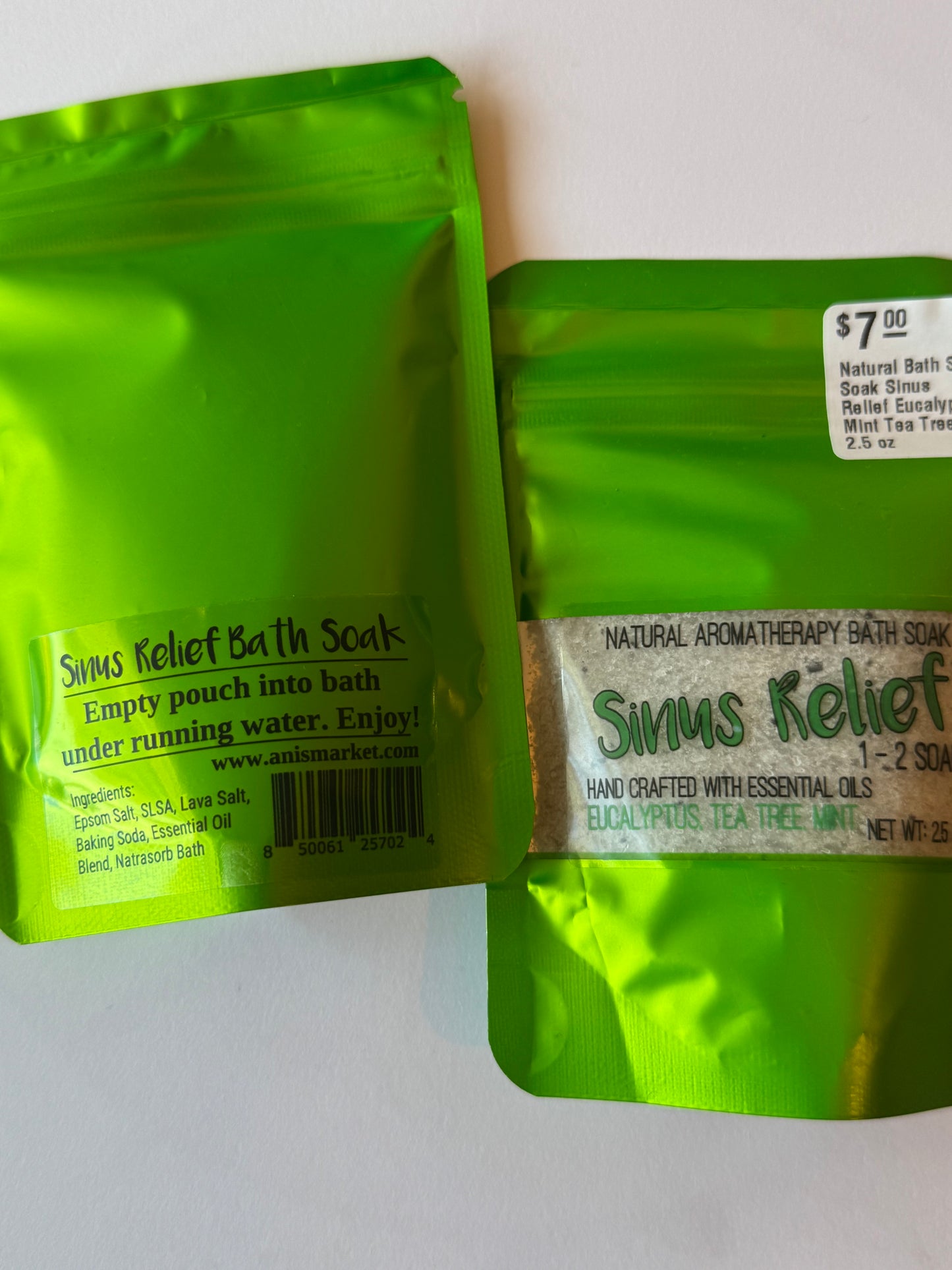 Natural Bath Salt Soak Sinus Relief Eucalyptus Mint Tea Tree 2.5 oz