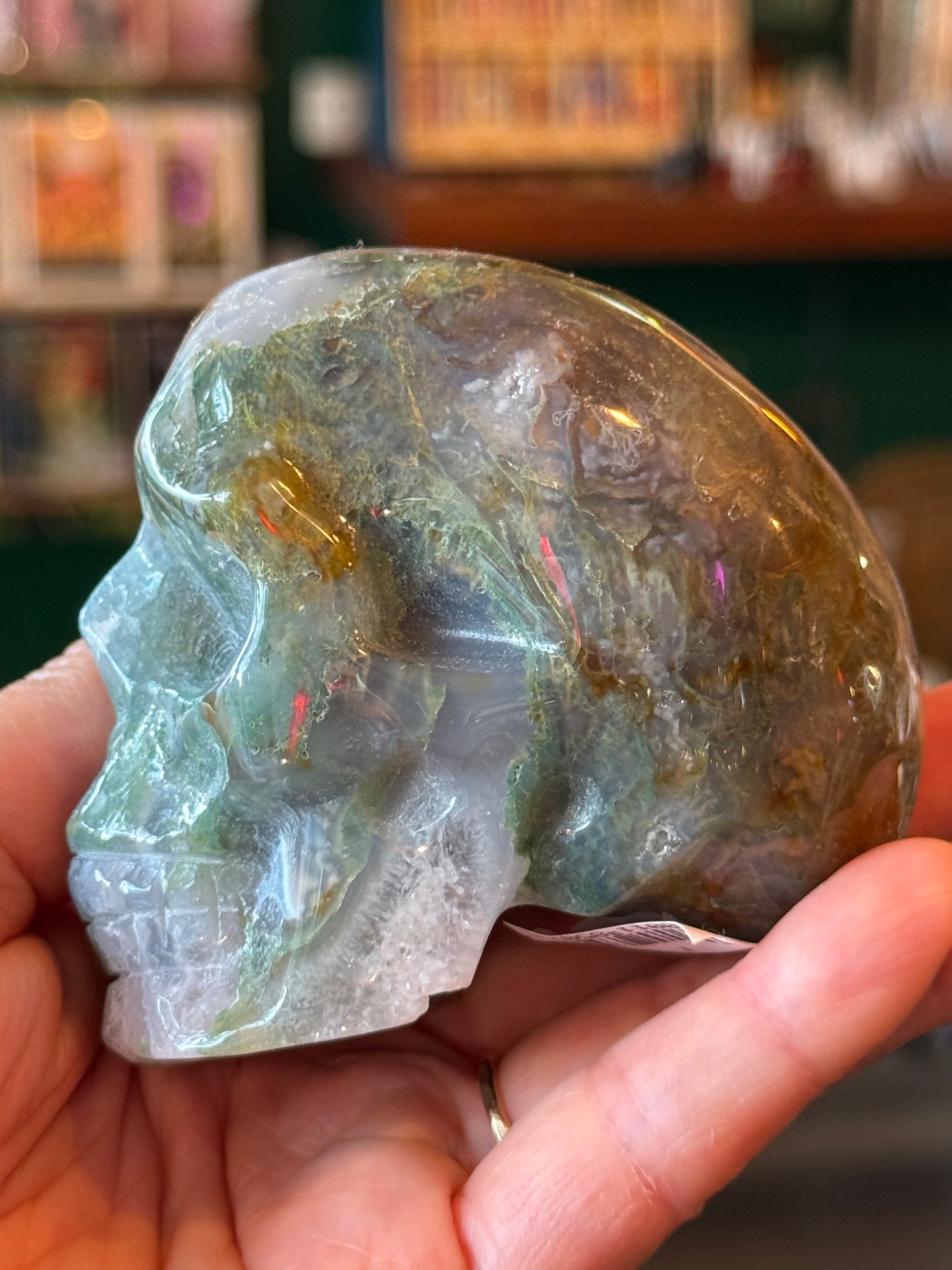 Moss Agate Skull- 358 g - China - Moon Room Shop and Wellness