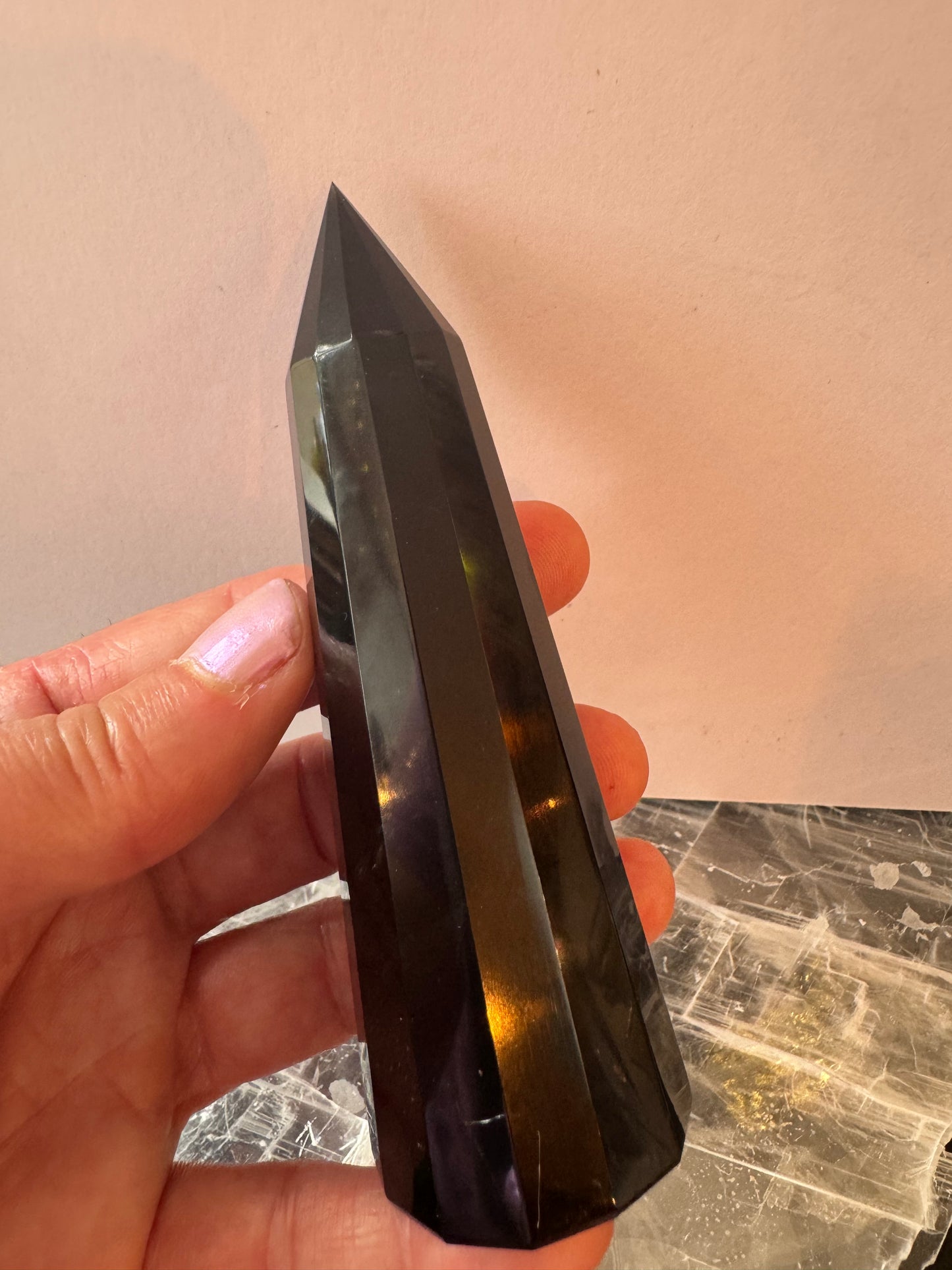 Black Obsidian Faceted Tower 121 g - Moon Room Shop and Wellness