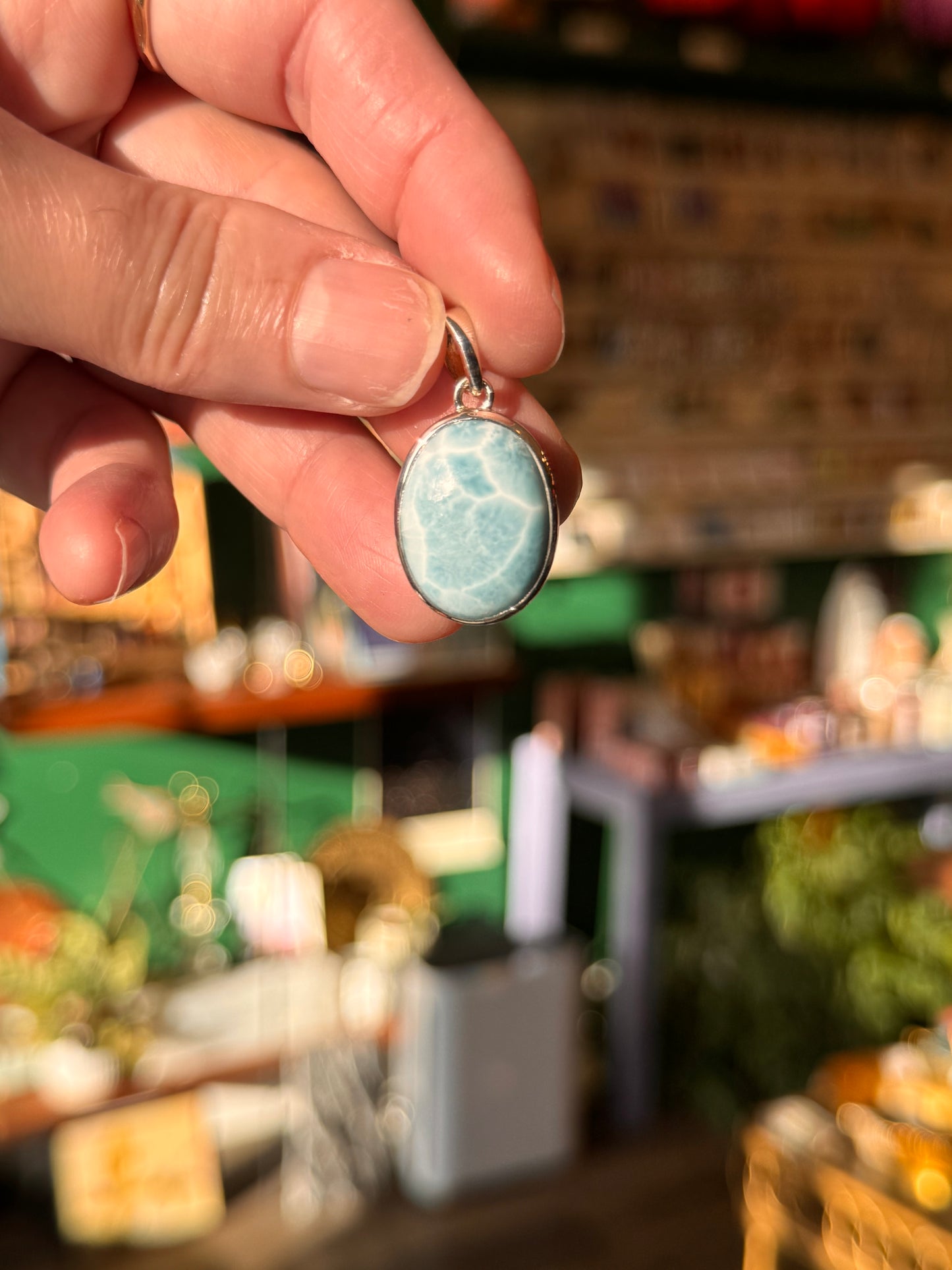 Larimar Sterling Silver Pendant & Chain - Moon Room Shop and Wellness