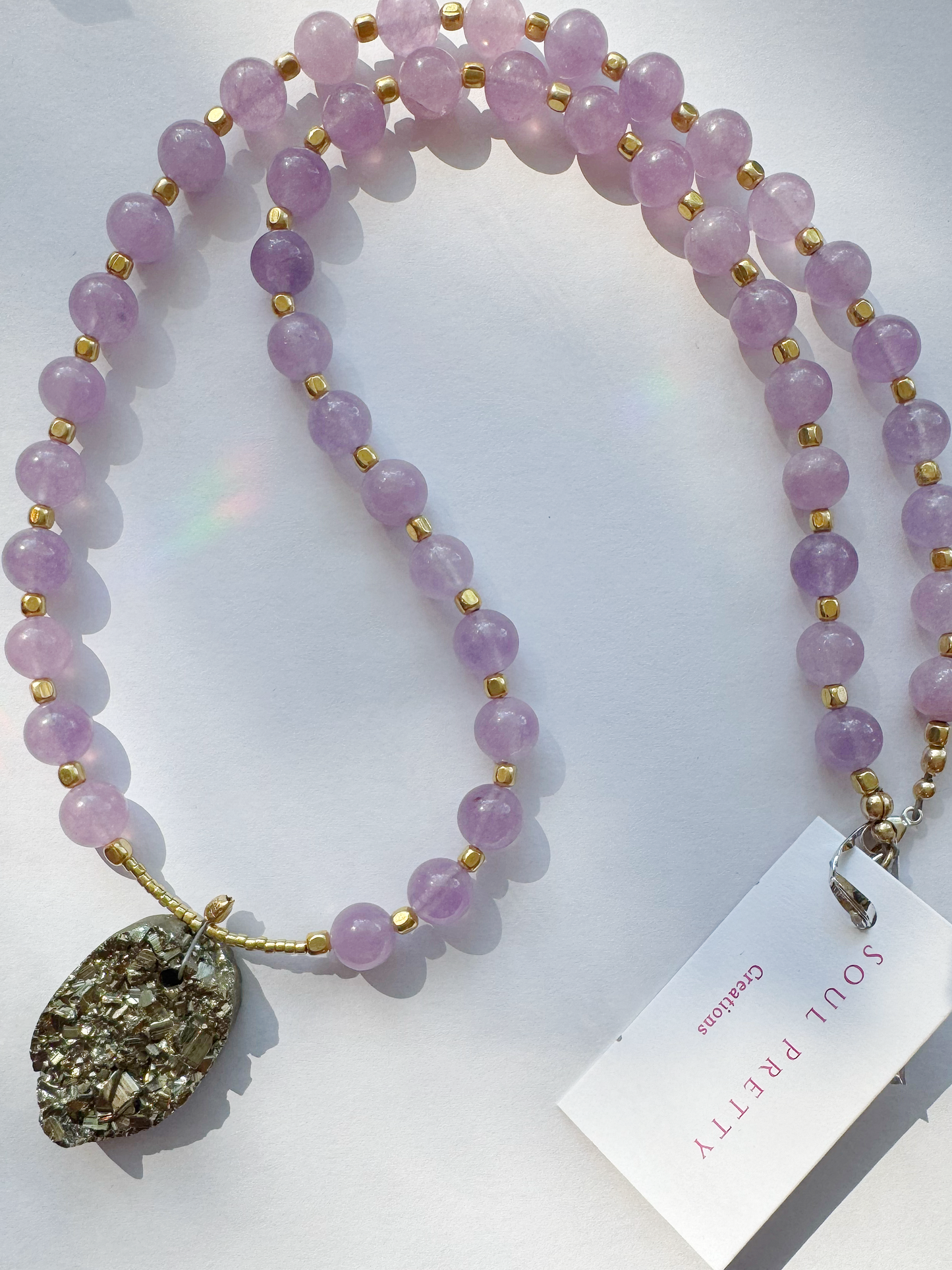 Soul Pretty Pyrite + Lavender Amethyst Handmade Gold Fill Necklace