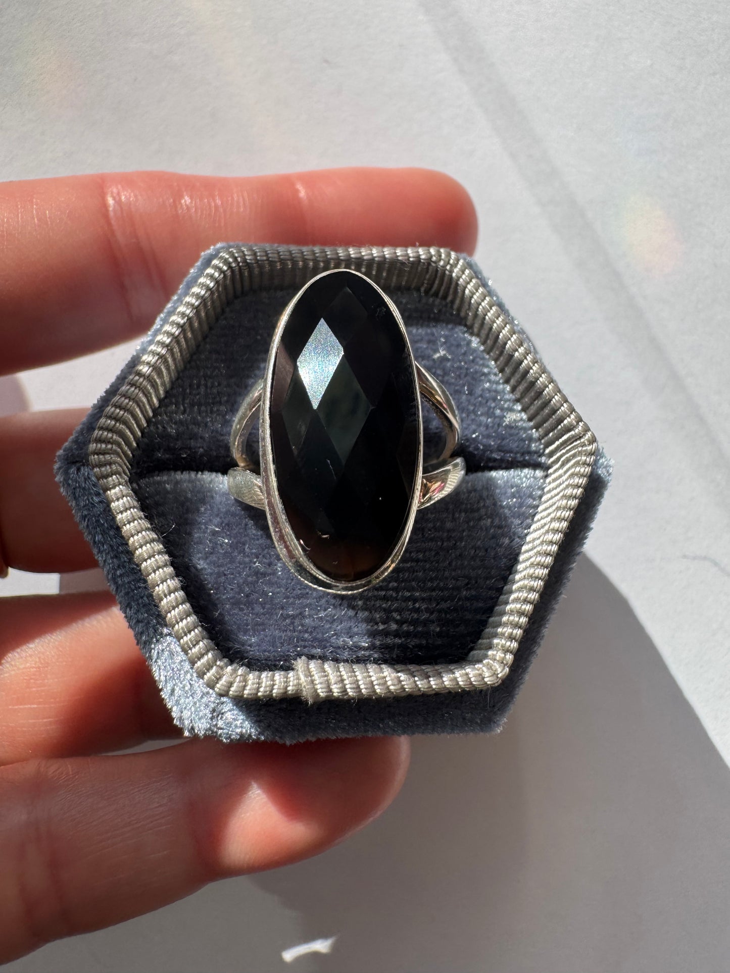 Black Obsidian Sterling Silver Ring Size 7 - Moon Room Shop and Wellness