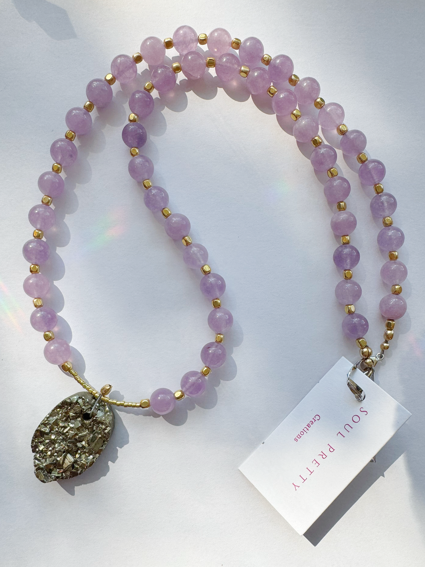 Soul Pretty Pyrite + Lavender Amethyst Handmade Gold Fill Necklace