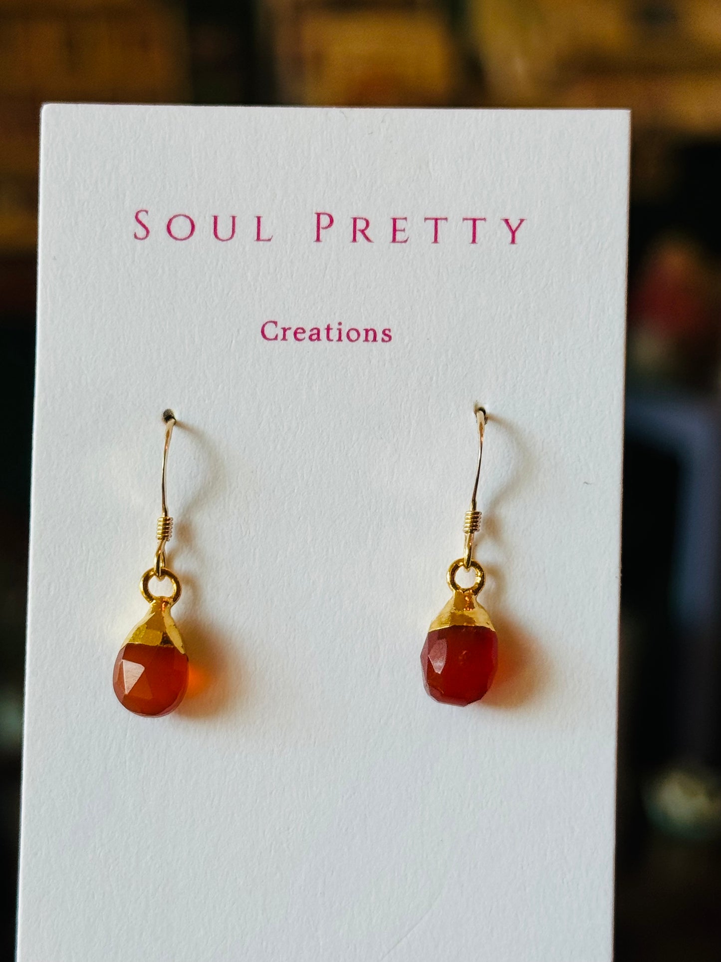 Soul Pretty Carnelian Drop Gold Fill Earrings - Moon Room Shop and Wellness