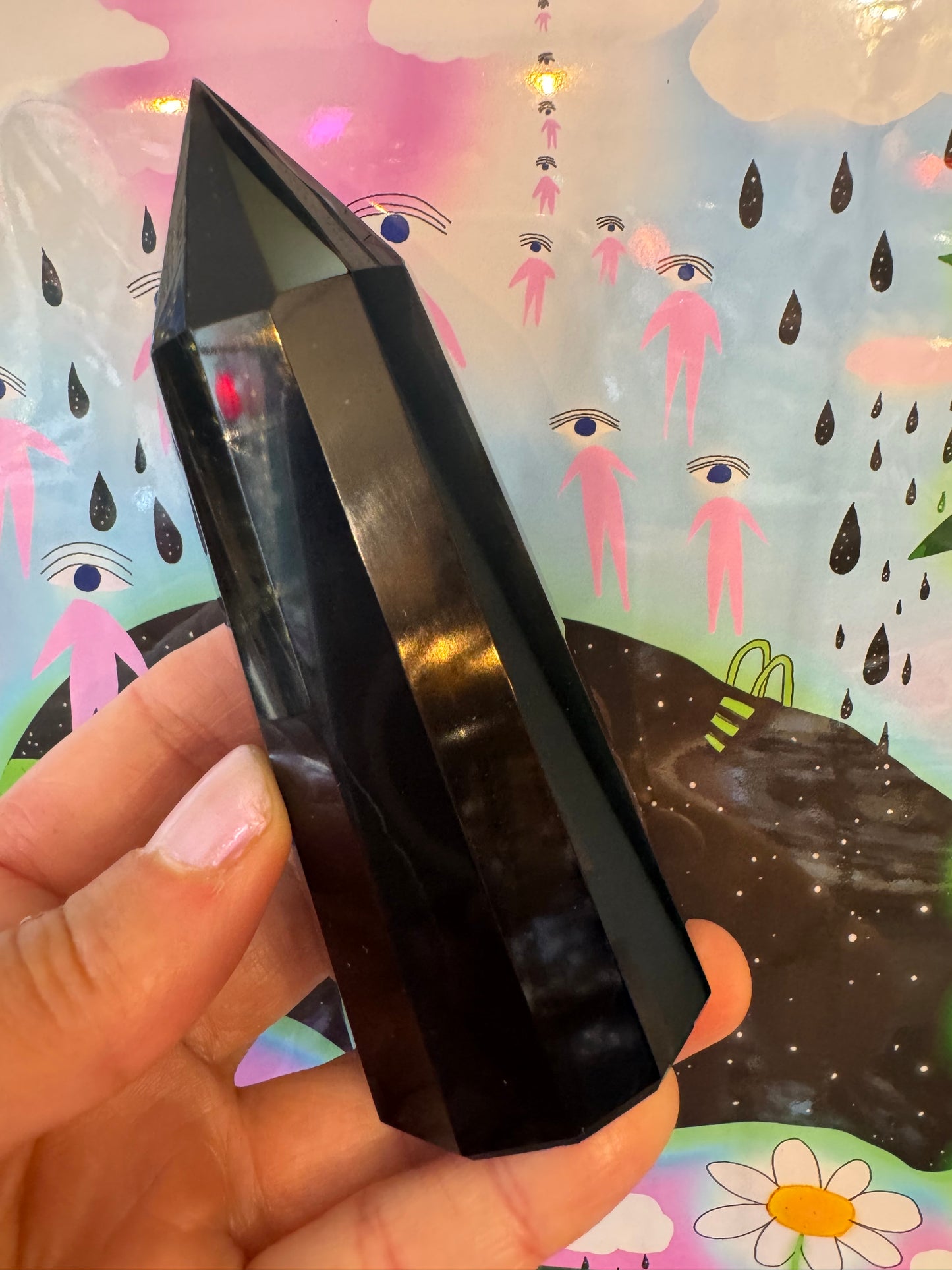 Black Obsidian Faceted Tower 220 g - Moon Room Shop and Wellness