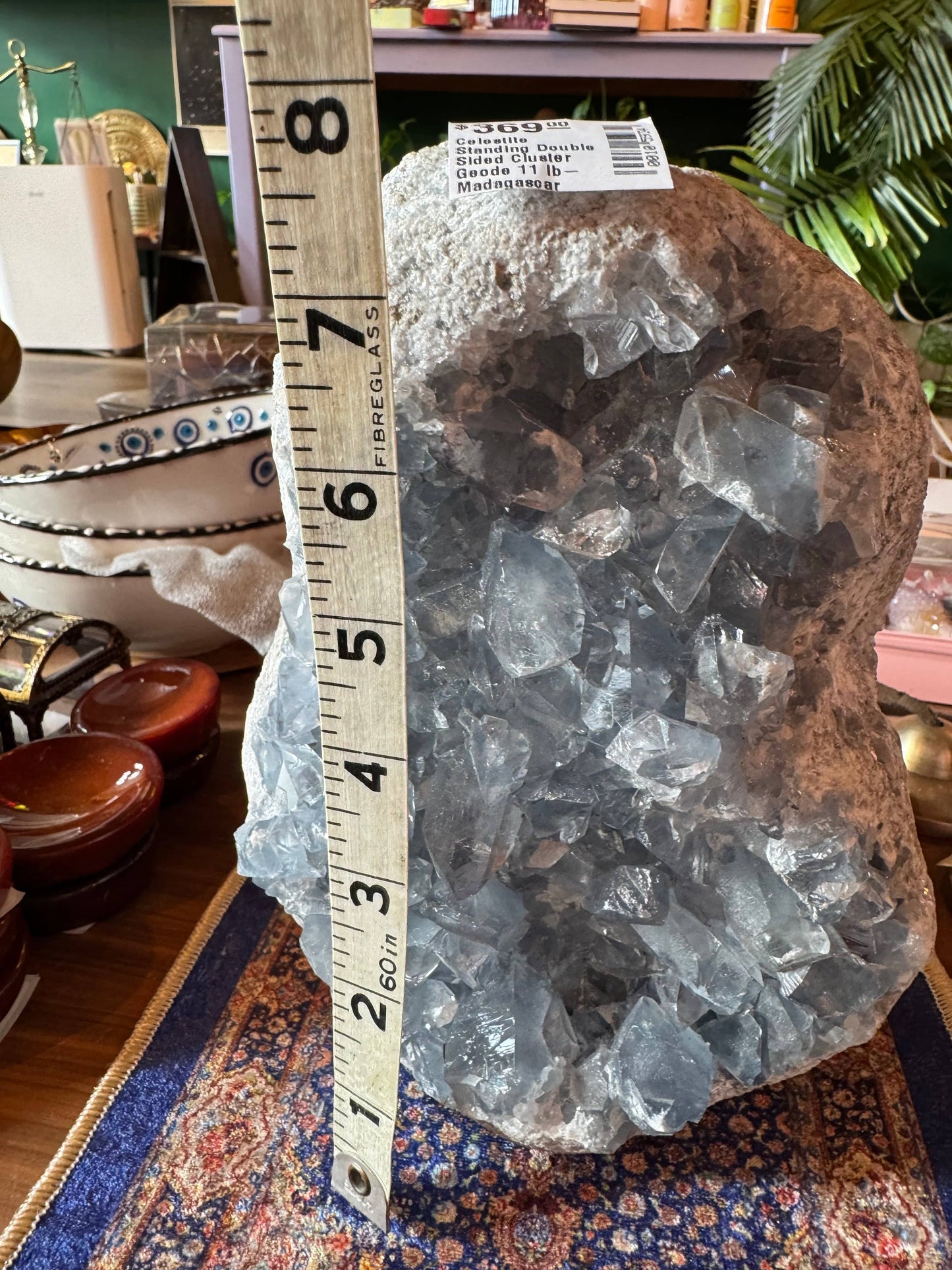 Large Celestite Standing Double Sided Cluster Geode 11 lb- Madagascar - Moon Room Shop and Wellness