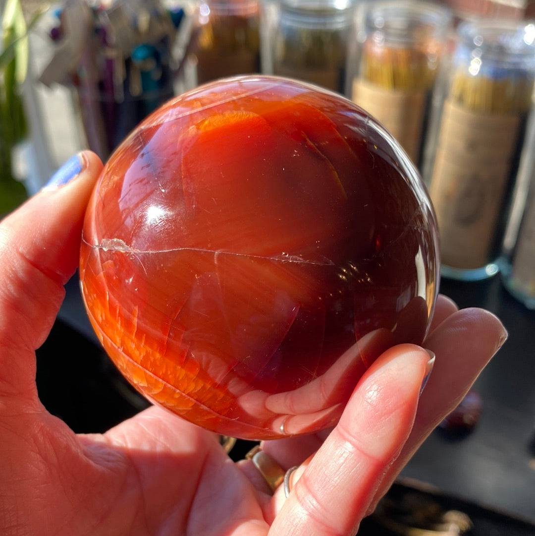 Carnelian Sphere 1.43 lbs - Moon Room Shop and Wellness