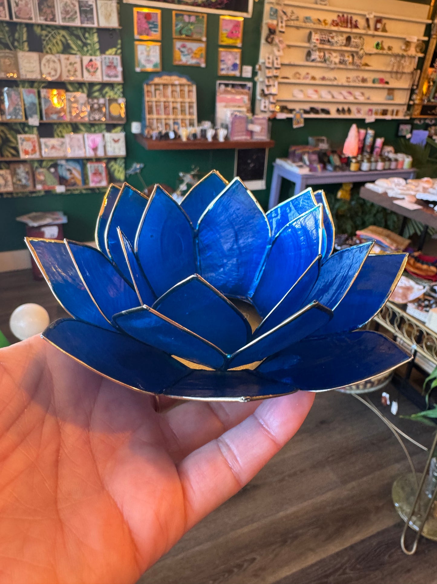 Gemstone Lotus Capiz- Sapphire - Moon Room Shop and Wellness