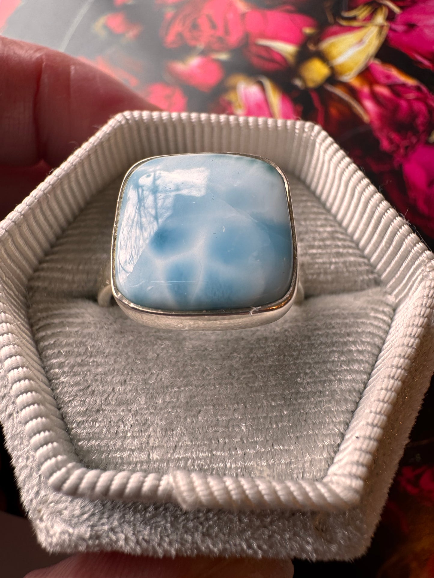 Larimar Sterling Silver Adjustable 5-7 Ring - Moon Room Shop and Wellness