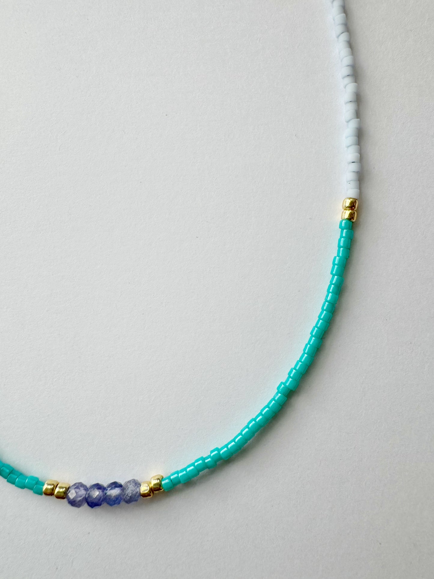Tanzanite Seed Bead Handmade Necklace - Moon Room Shop and Wellness