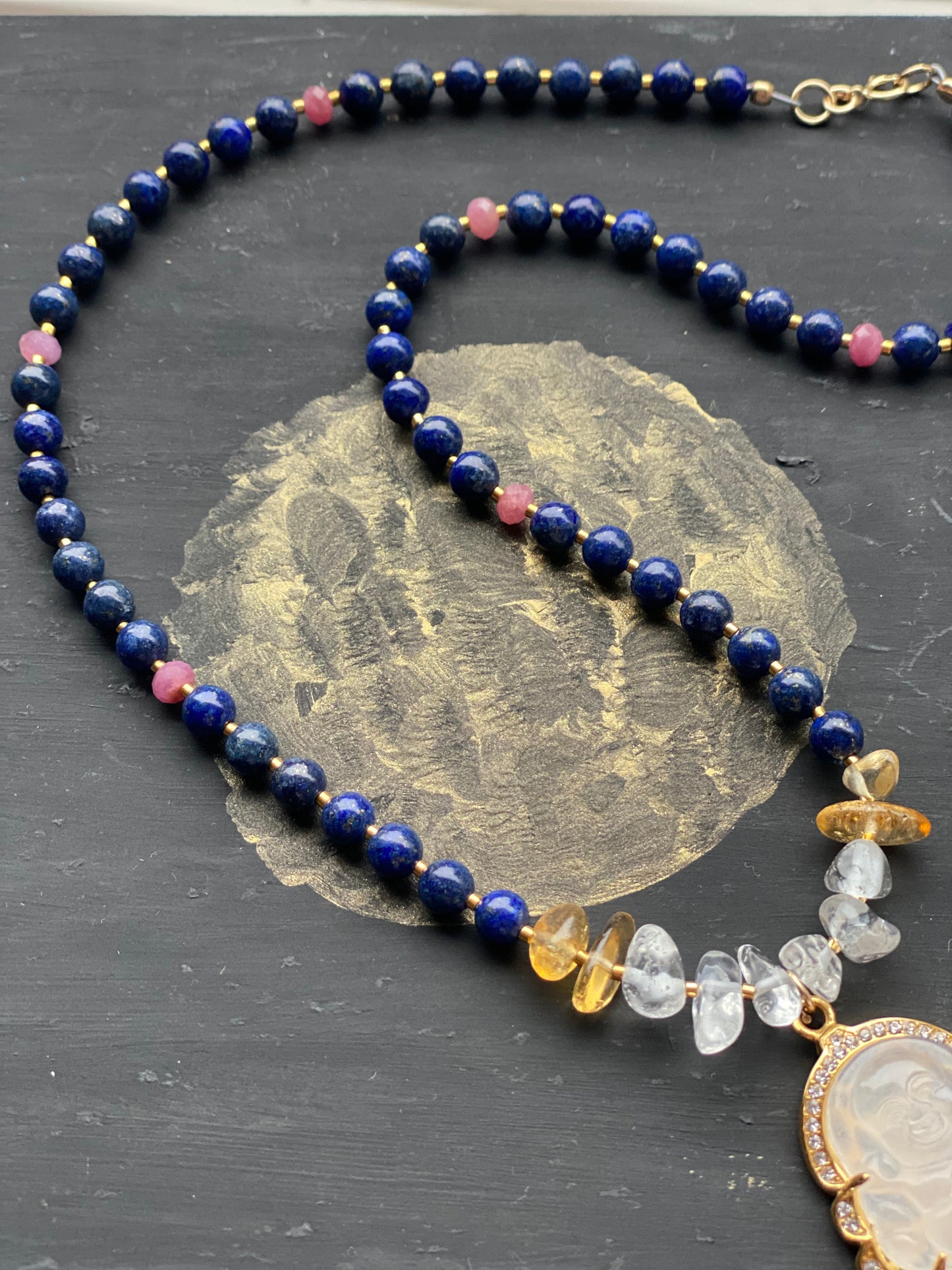 Gemstone Buddha Necklace Handmade - Moon Room Shop and Wellness