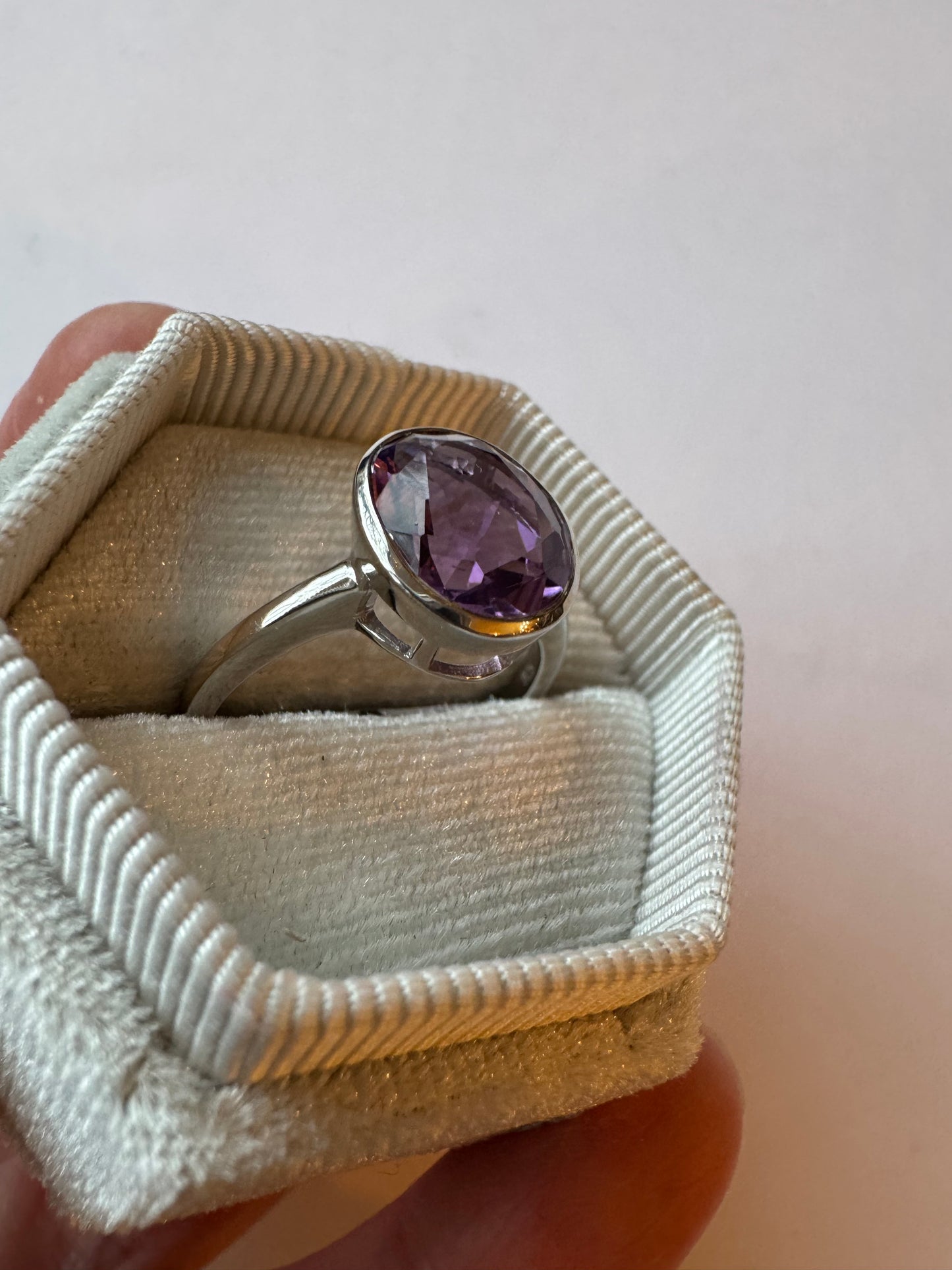 Amethyst Faceted Sterling Silver Ring Size 8 - Moon Room Shop and Wellness