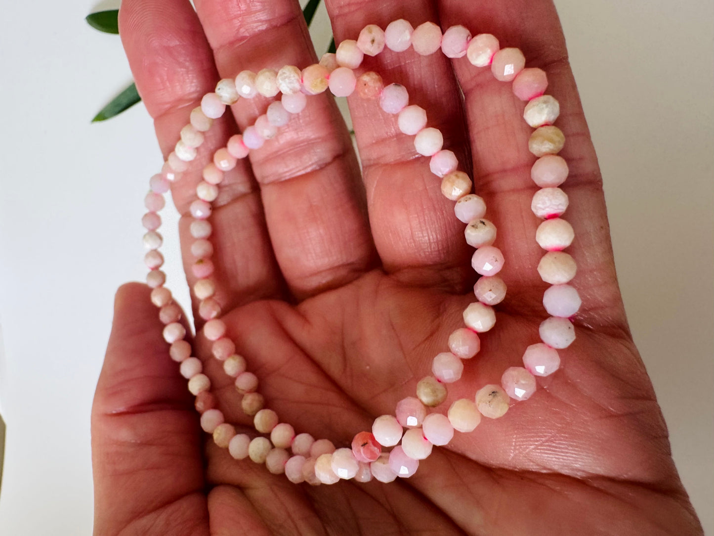 Faceted Natural Pink Opal Stretch Bracelet 4mm - Moon Room Shop and Wellness