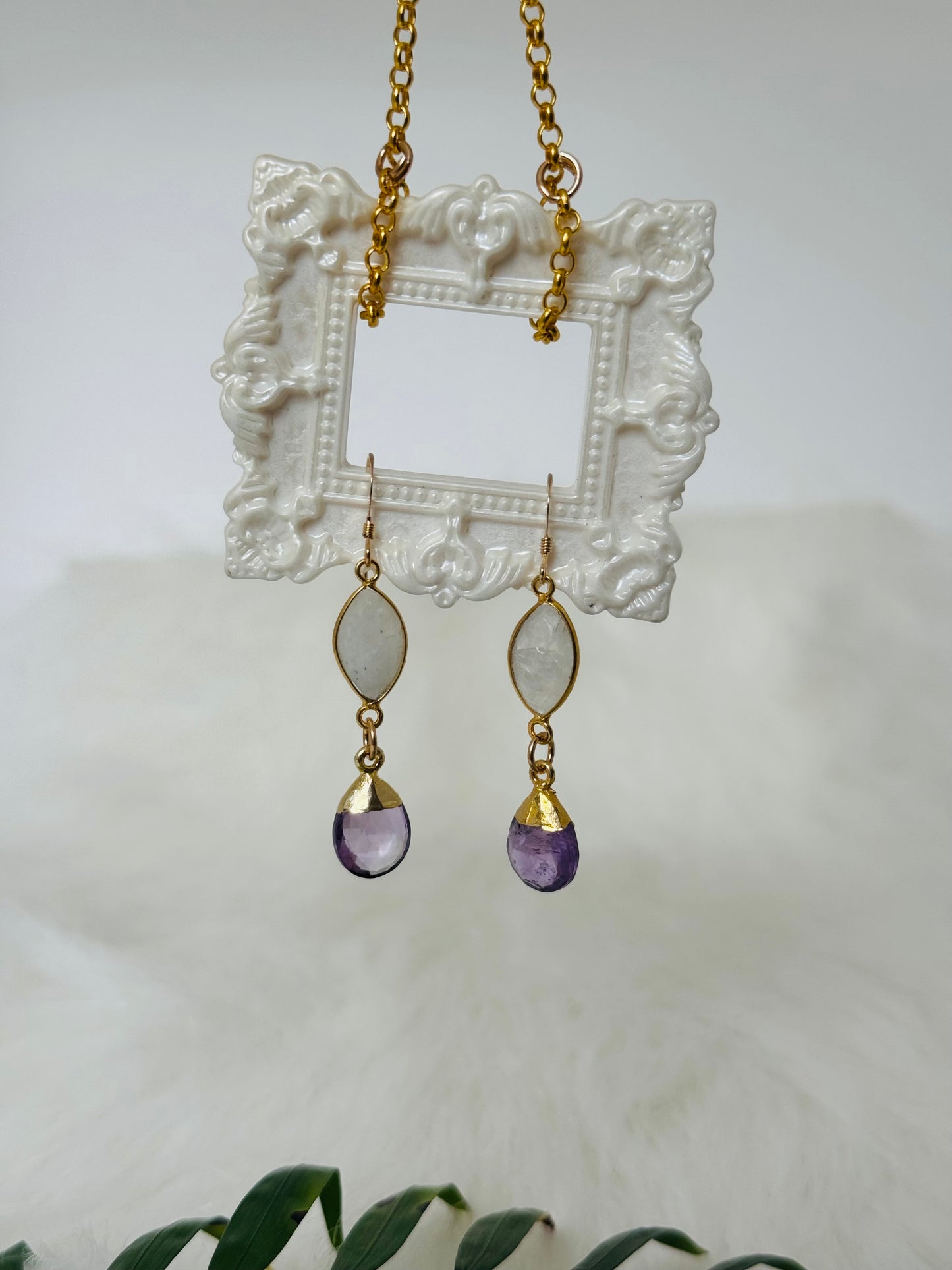 Soul Pretty Moonstone + Amethyst Gold Fill Earrings - Moon Room Shop and Wellness