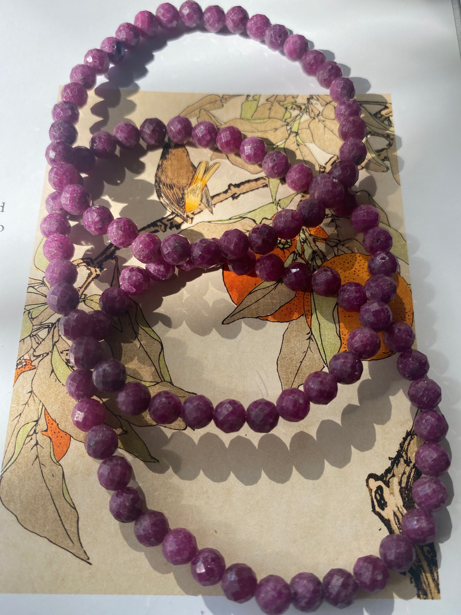 Ruby Faceted Stretch Bracelet 6mm - Moon Room Shop and Wellness