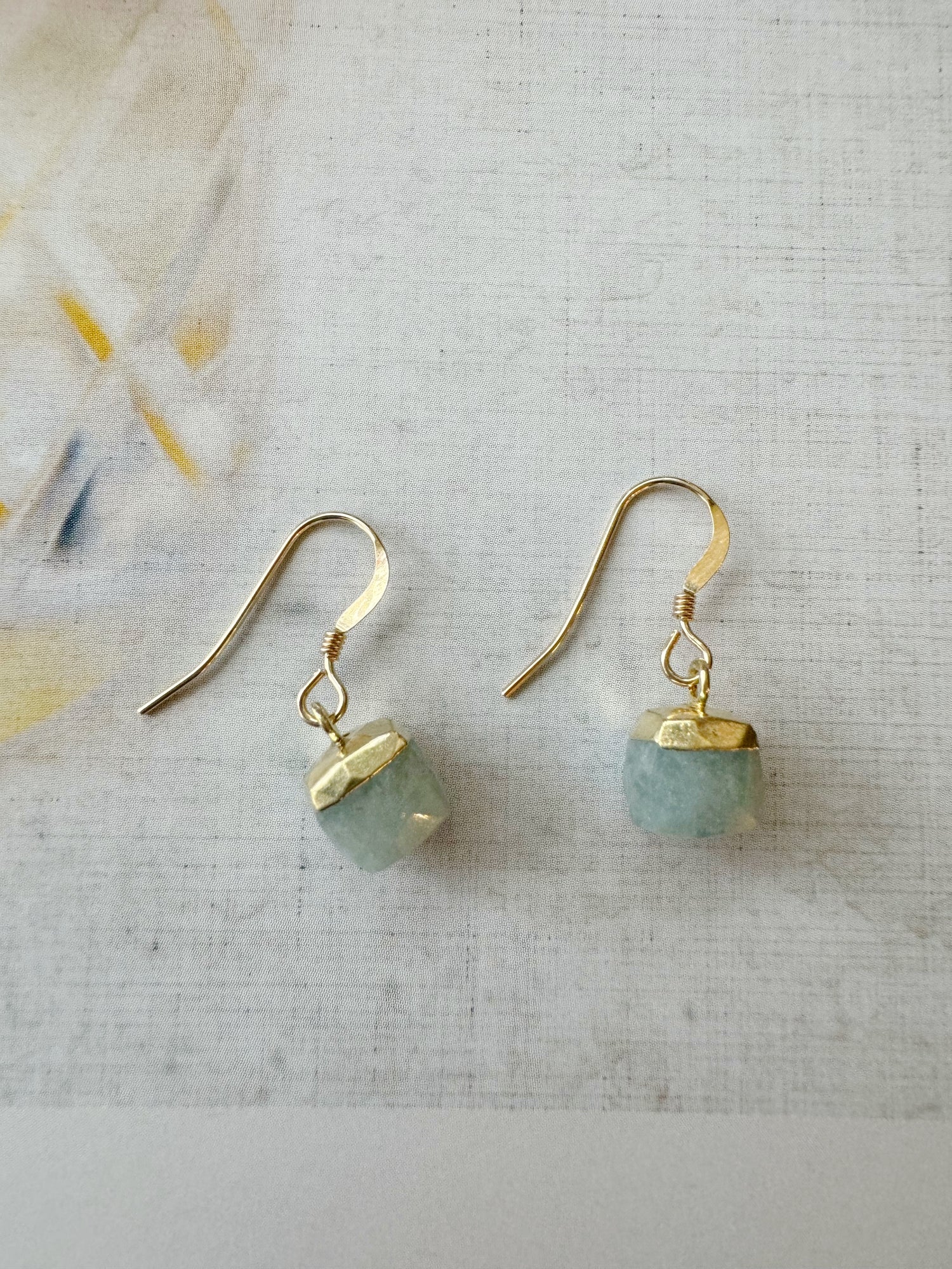 Amazonite Cube Gold Fill Earrings - Moon Room Shop and Wellness