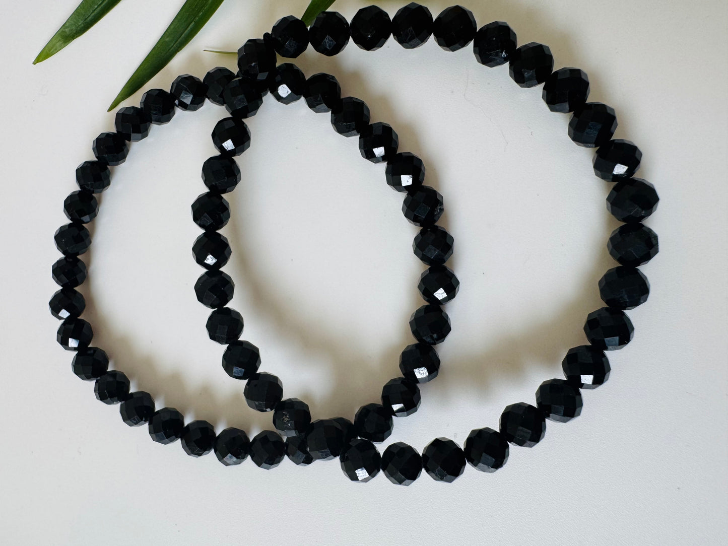 Black Tourmaline Faceted Stretch Bracelet 6mm - Moon Room Shop and Wellness