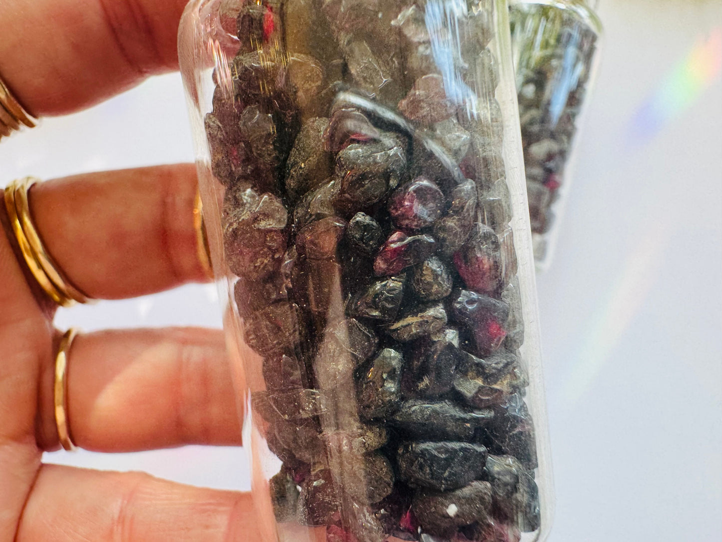 Garnet Gem Chip 25 ml Glass Jar - Moon Room Shop and Wellness