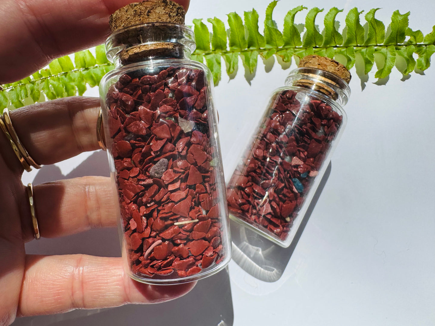Red Jasper Gem Chip 25 ml Glass Jar - Moon Room Shop and Wellness
