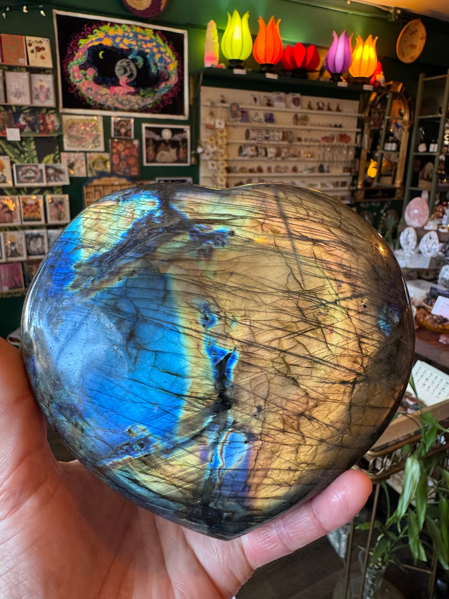 Labradorite Flashy Heart 3.25 lb Madagascar Beauty!