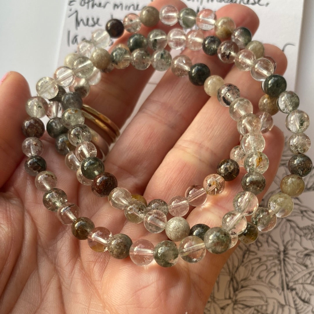 Garden Quartz /Lodolite Stretch Bracelet 6mm - Moon Room Shop and Wellness