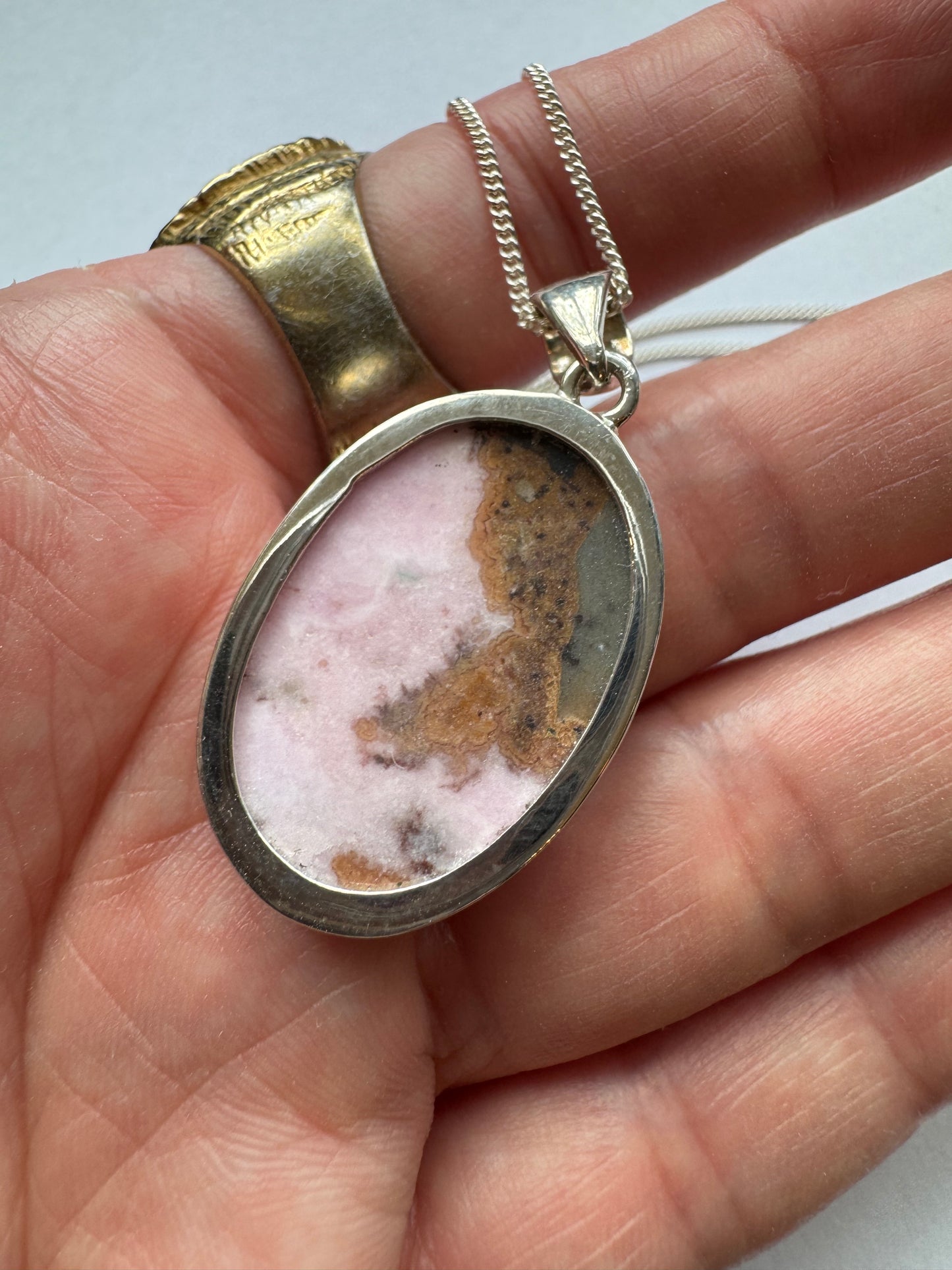 Cobaltoan Calcite Pendant on Sterling Silver Adjustable Chain - Moon Room Shop and Wellness