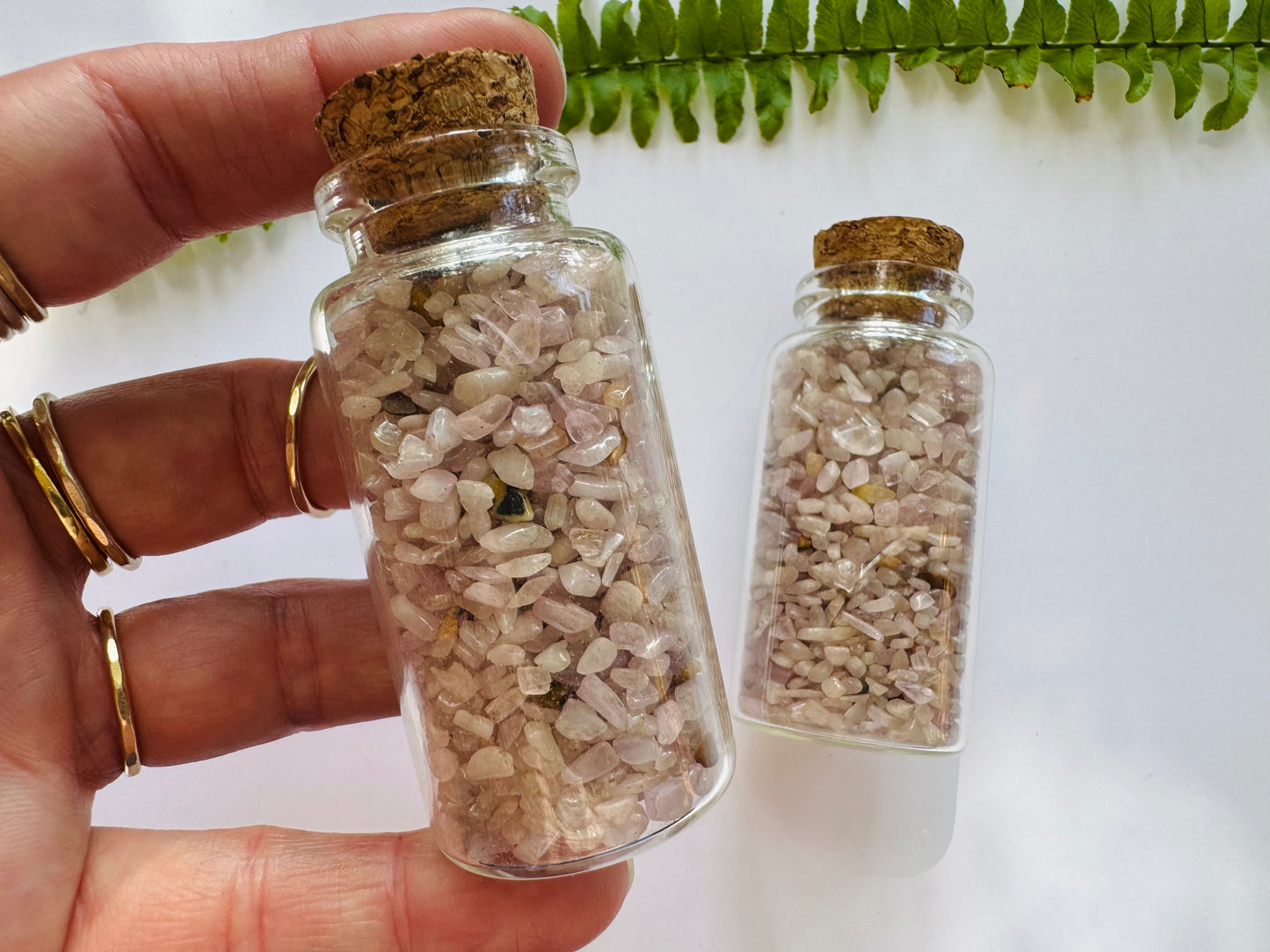 Kunzite Gem Chip 25 ml Glass Jar - Moon Room Shop and Wellness