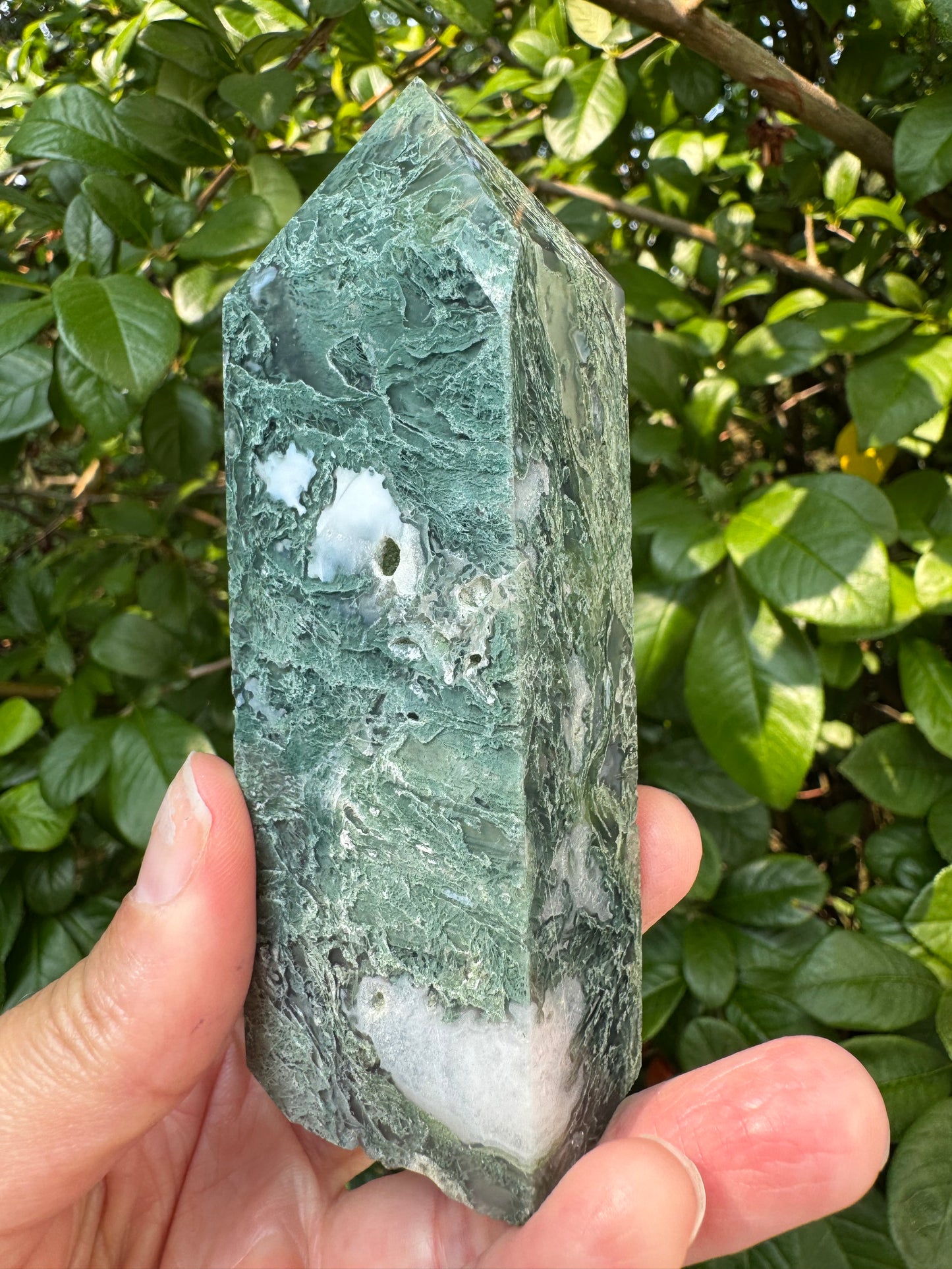 Moss Agate Tower 220 g - Moon Room Shop and Wellness