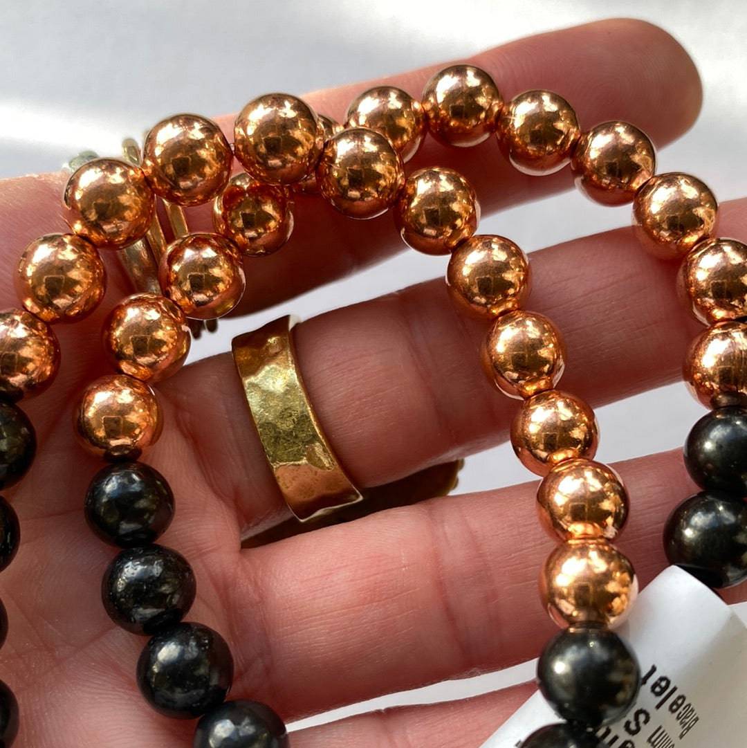 Shungite Copper Stretch Bracelet 8 mm - Moon Room Shop and Wellness