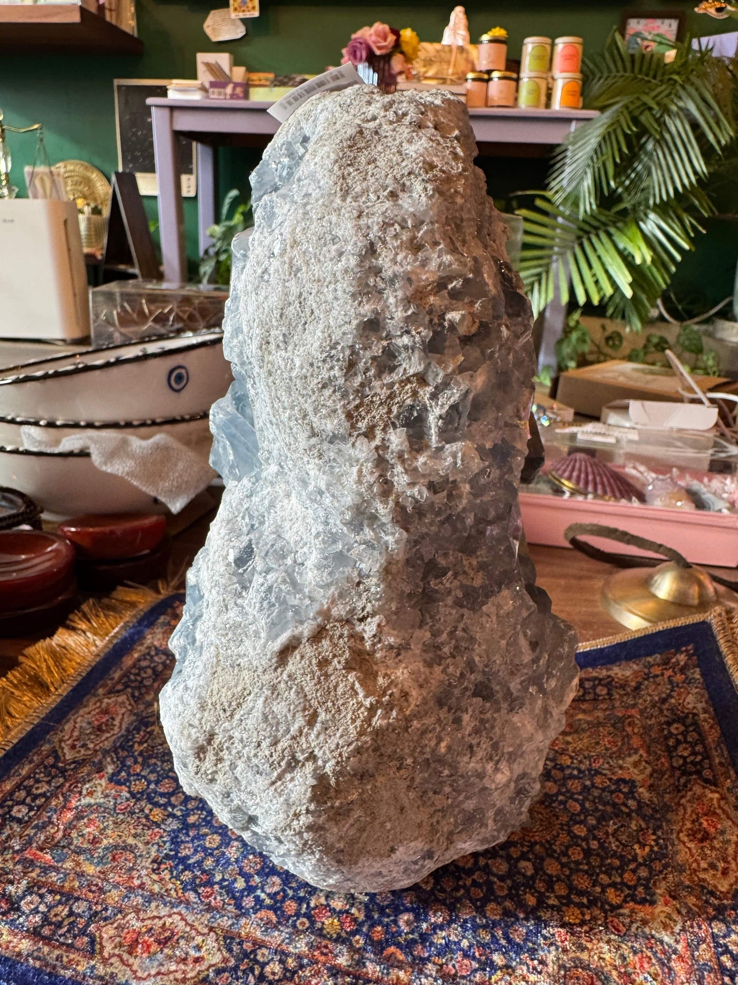 Large Celestite Standing Double Sided Cluster Geode 11 lb- Madagascar - Moon Room Shop and Wellness
