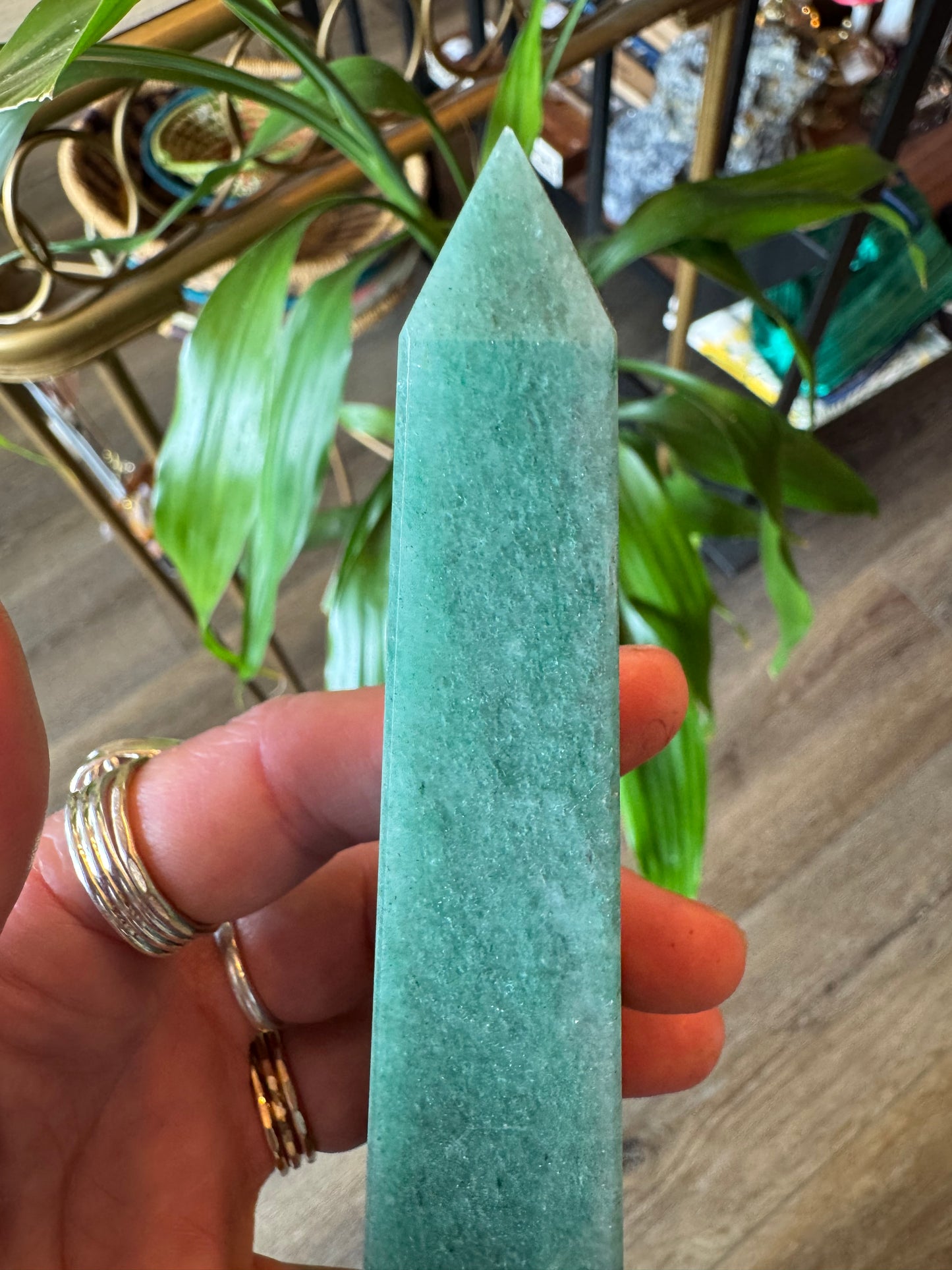 Green Aventurine Tower Obelisk 176 g Brazil Deep Beauty - Moon Room Shop and Wellness
