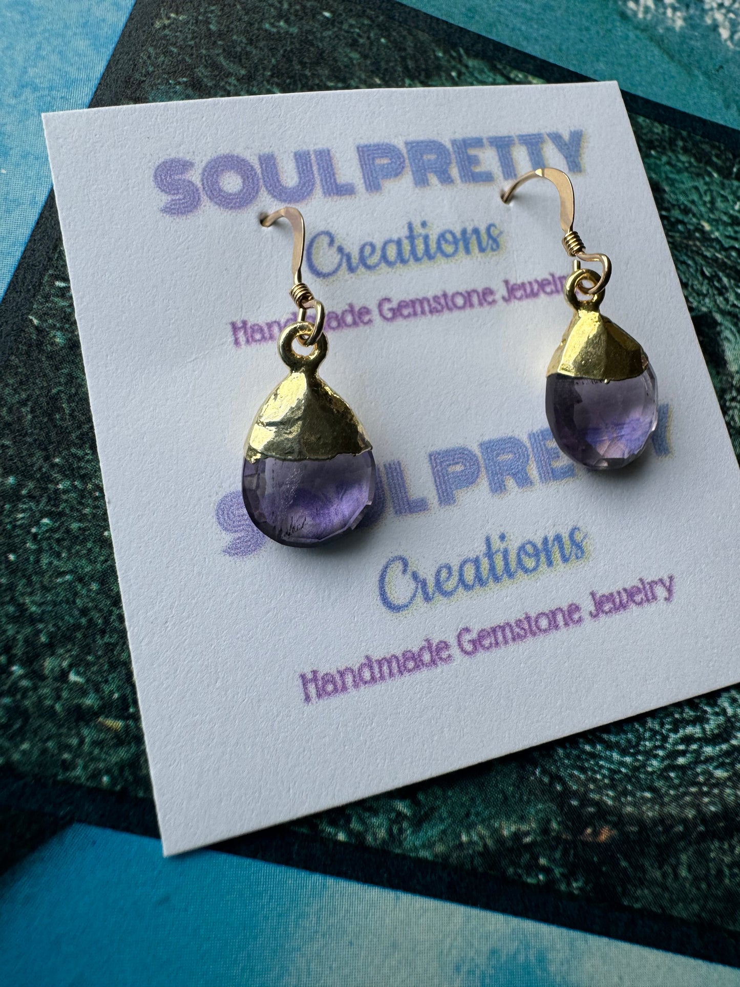 Amethyst Faceted Gold Fill Earrings - Moon Room Shop and Wellness