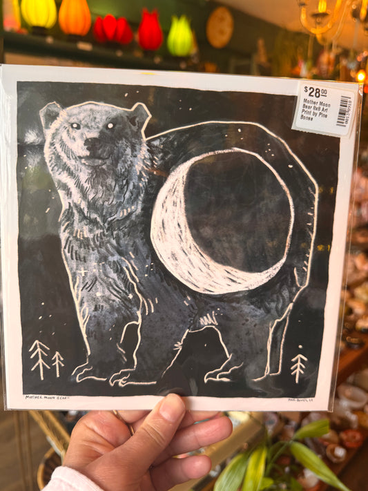Mother Moon Bear 8x8 Art Print by Pine Bones - Moon Room Shop and Wellness