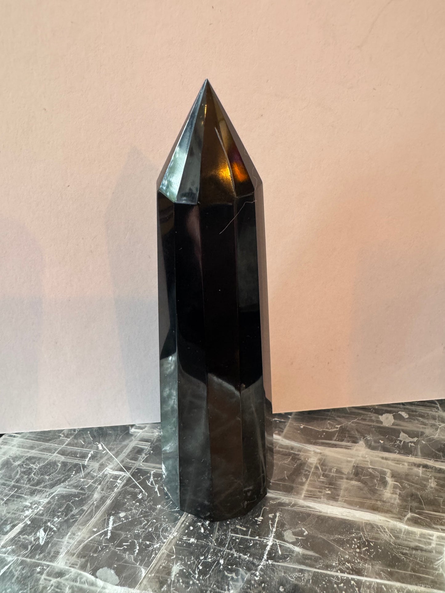 Black Obsidian Faceted Tower 145 g - Moon Room Shop and Wellness