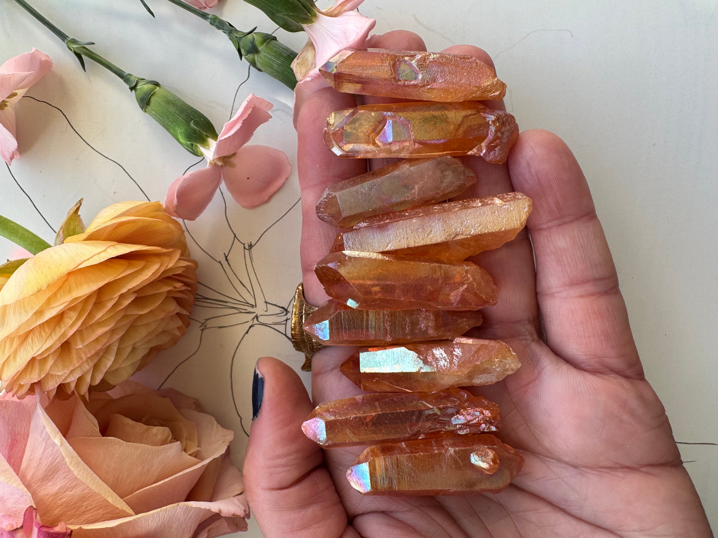 Aura Tangerine Quartz Points - Joy + Inner Child - Moon Room Shop and Wellness