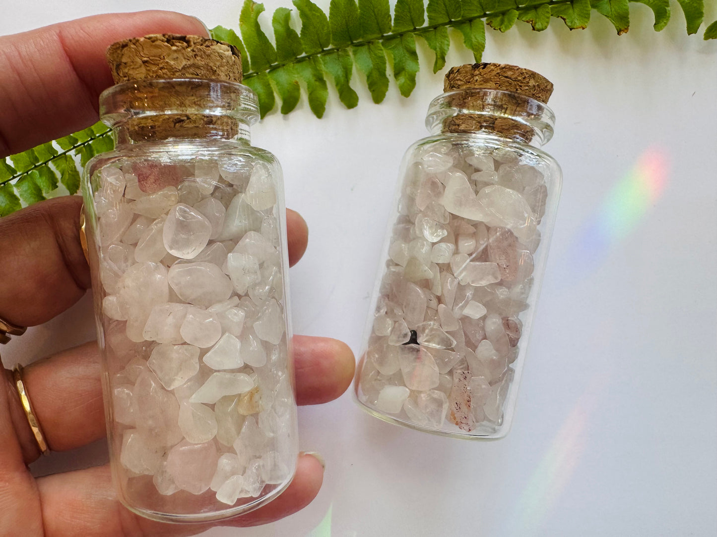 Rose 🌹 Quartz Gem Chip 25 ml Glass Jar - Moon Room Shop and Wellness