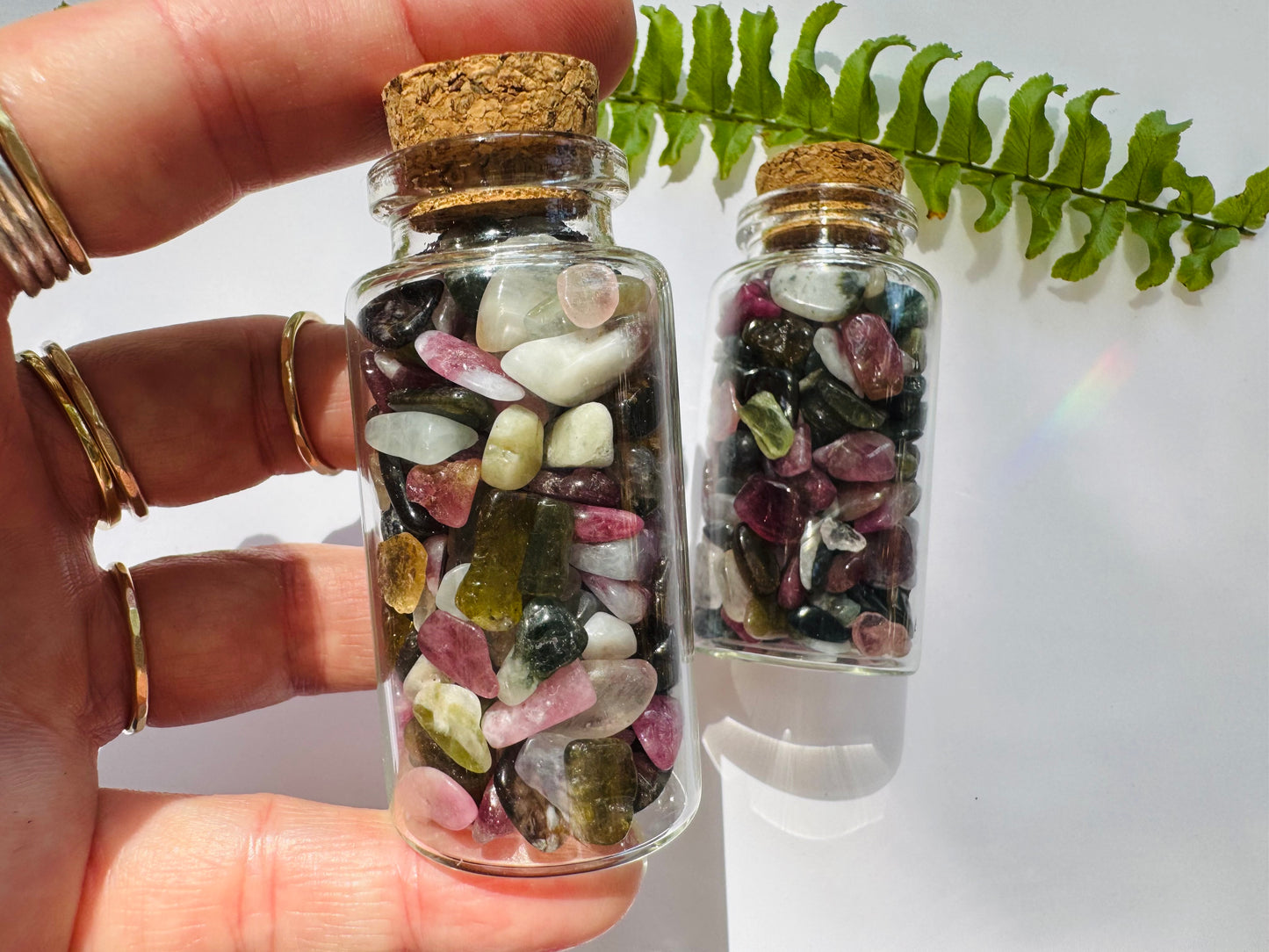 Watermelon Tourmaline Gem Chip 25 ml Glass Jar - Moon Room Shop and Wellness