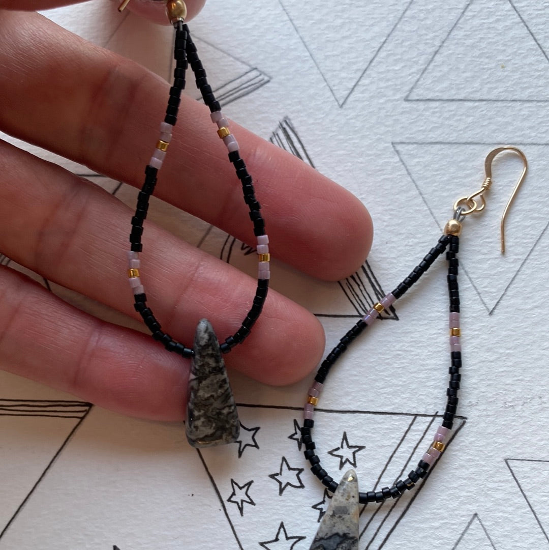 Jasper + Seed Bead Handmade Gold Fill Earrings - Moon Room Shop and Wellness