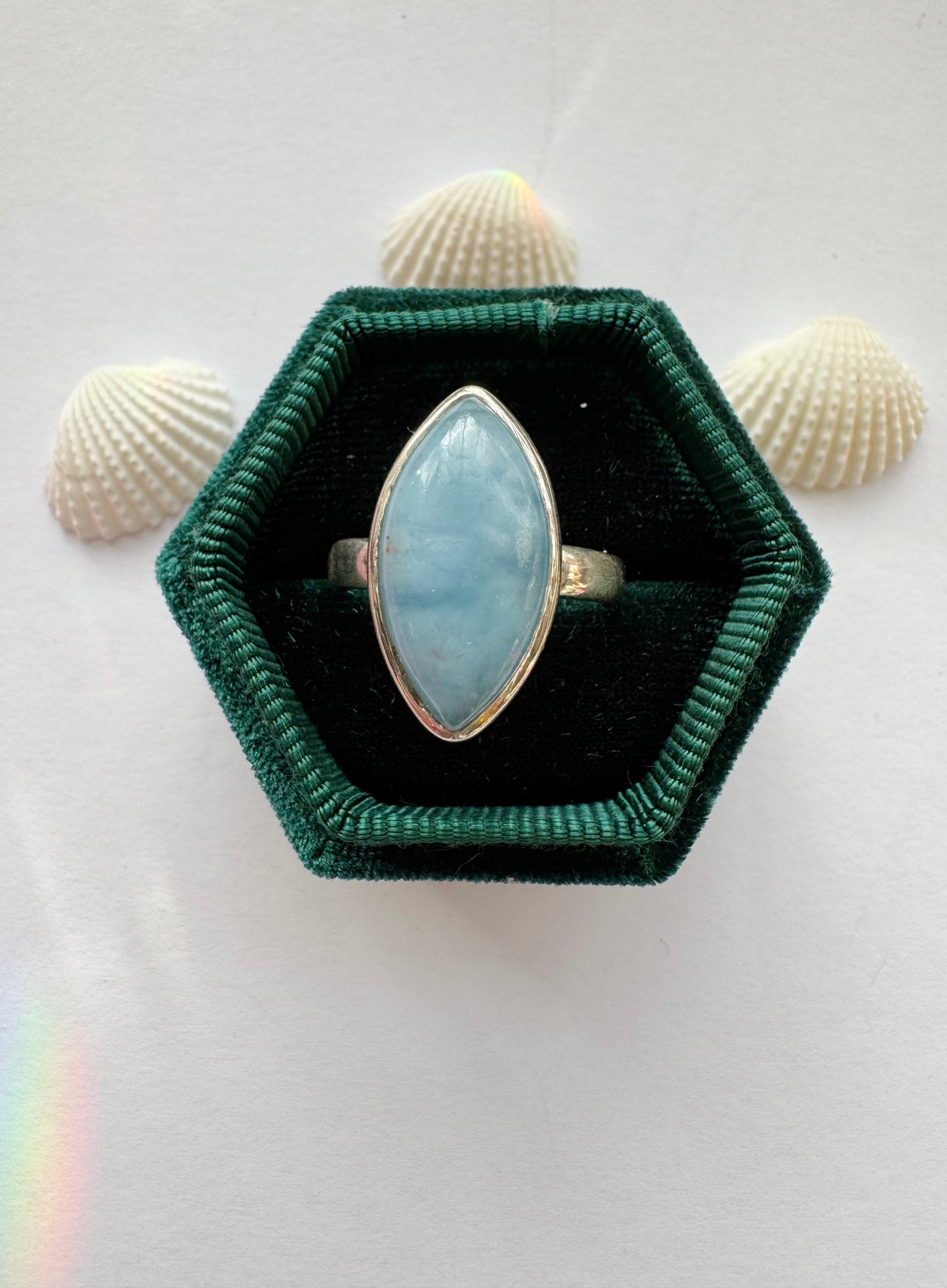 Aquamarine Sterling Silver Adjustable Ring - Moon Room Shop and Wellness