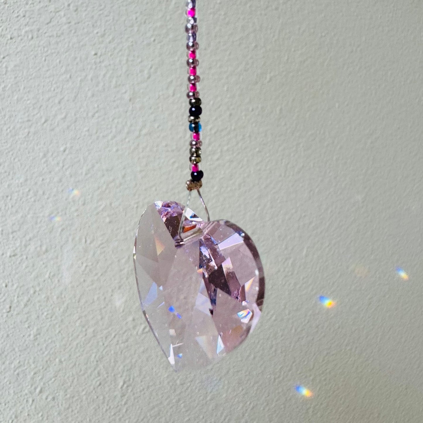 Magical Laurainbo "Heart" Crystal / Prism w/ Crystal Beads 28mm - Moon Room Shop and Wellness