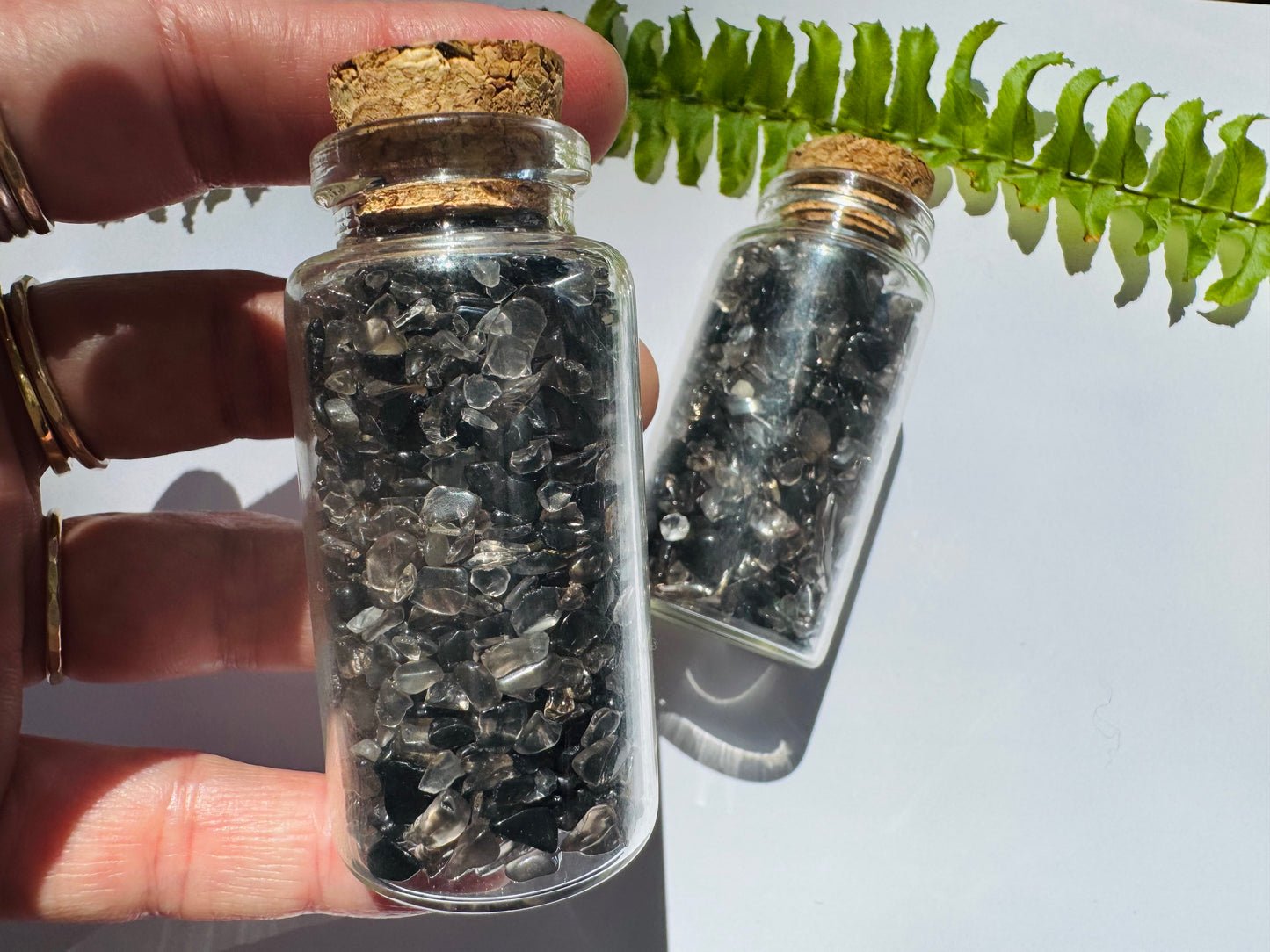 Smoky Quartz Gem Chip 25 ml Glass Jar - Moon Room Shop and Wellness